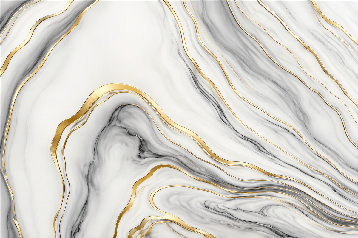 Papier peint marbre blanc avec des veines dorées élégant moderne
