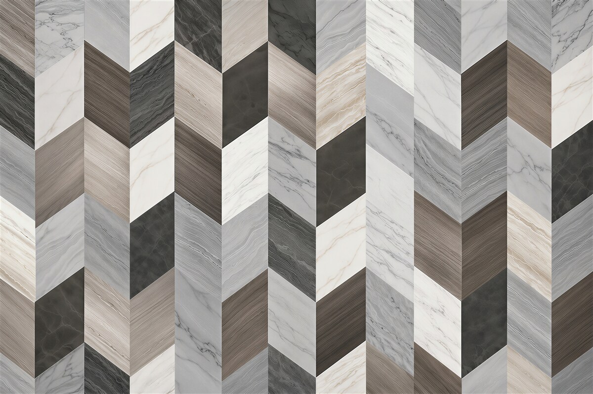 Papier peint marbre géométrique gris beige motif moderne 3D