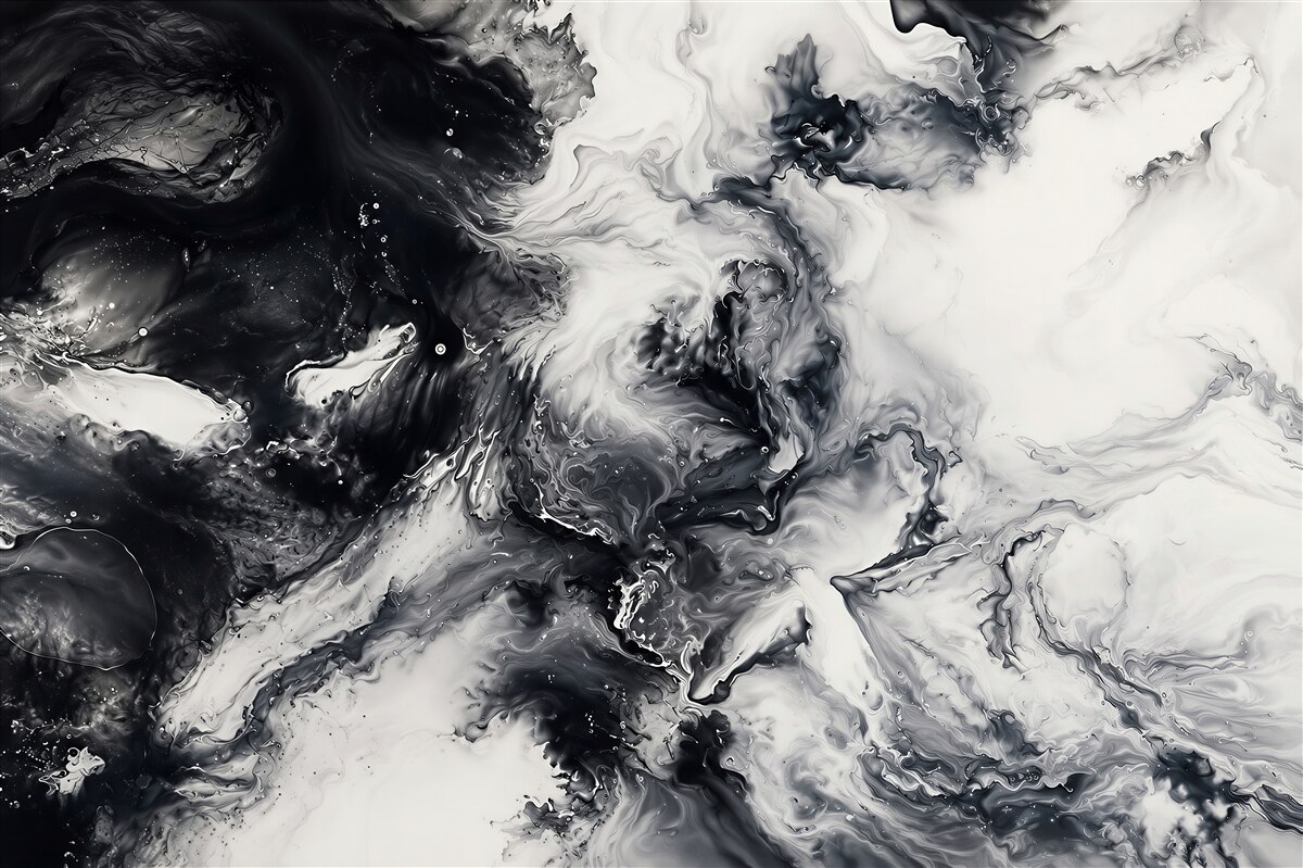 Papier peint marbre blanc-gris avec du noir et des accents dorés élégant