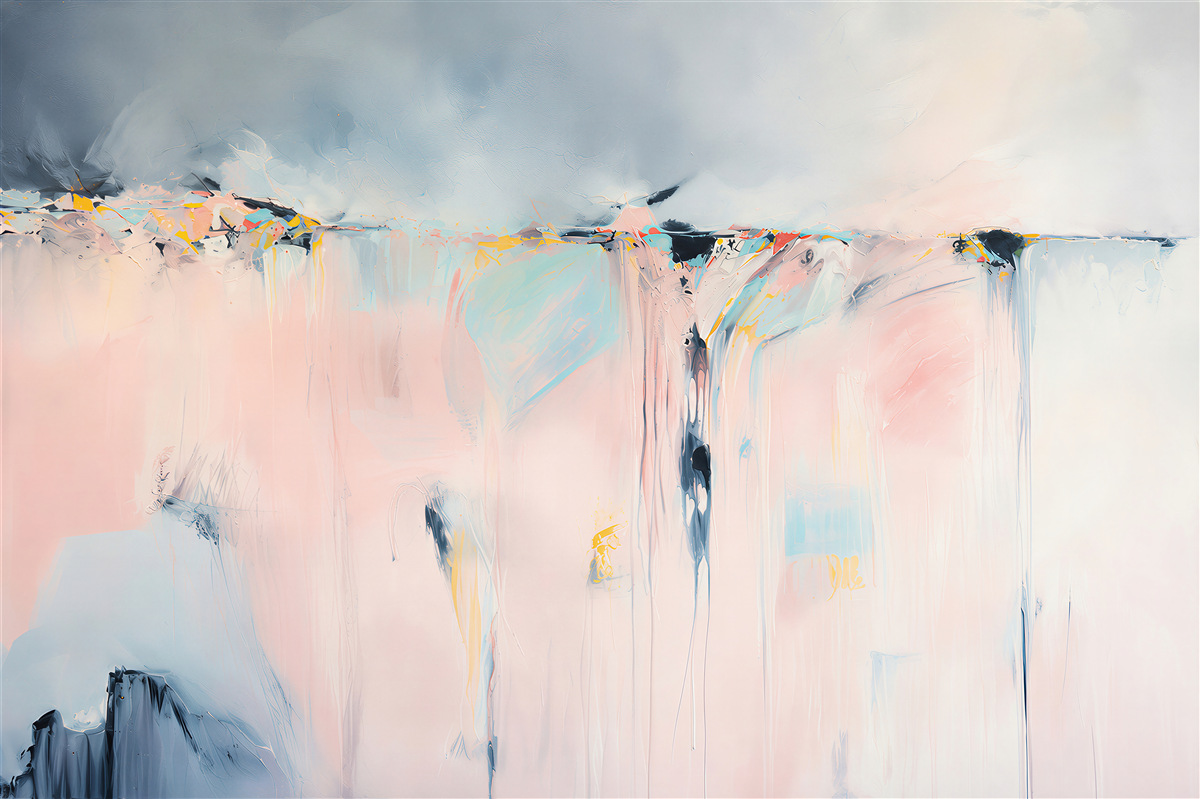 Papier peint stries abstraites pastel dans des teintes douces de rose et de bleu