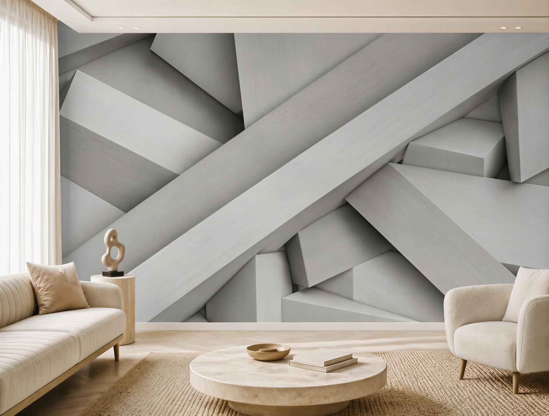 Papier peint formes géométriques abstraites beiges 3D pour un intérieur moderne