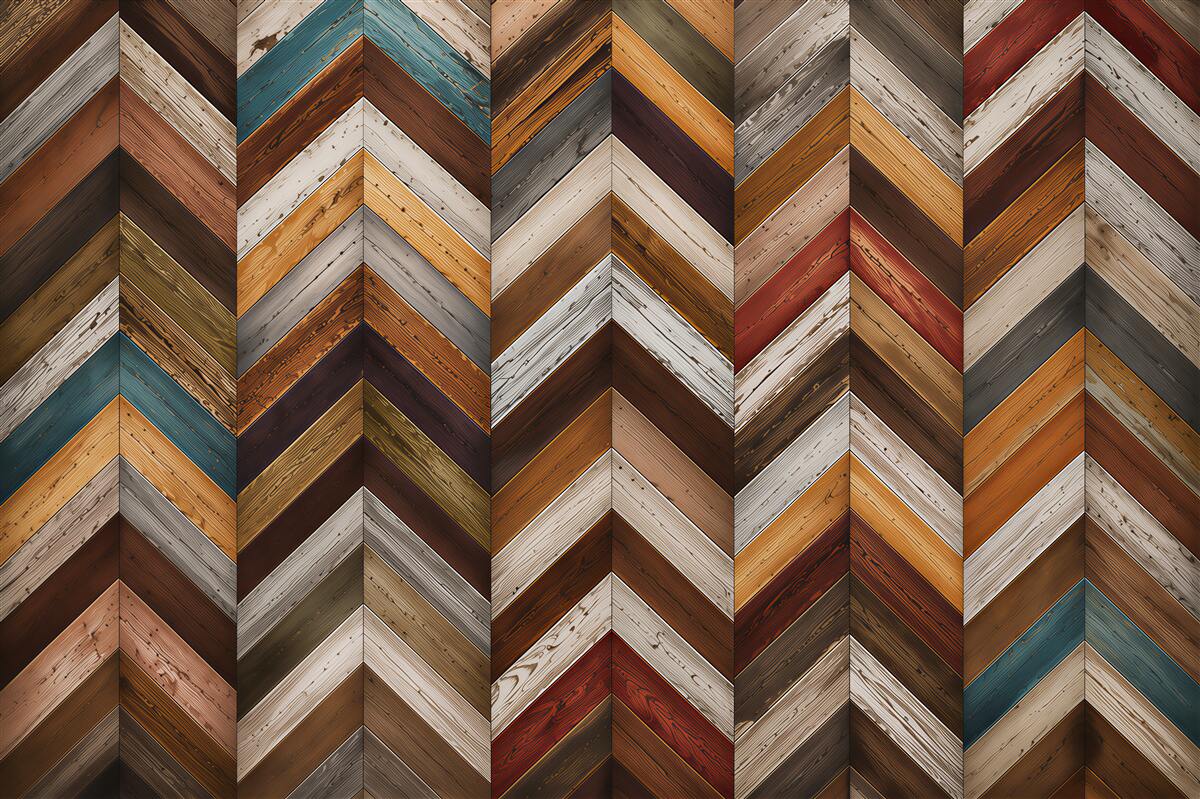 Papier peint parquet en chevron beige-gris dans un style scandinave
