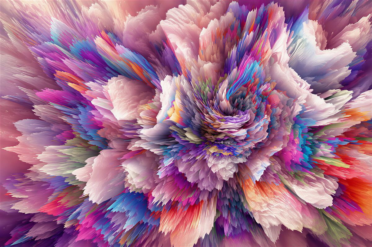 Papier peint fleur abstraite arc-en-ciel