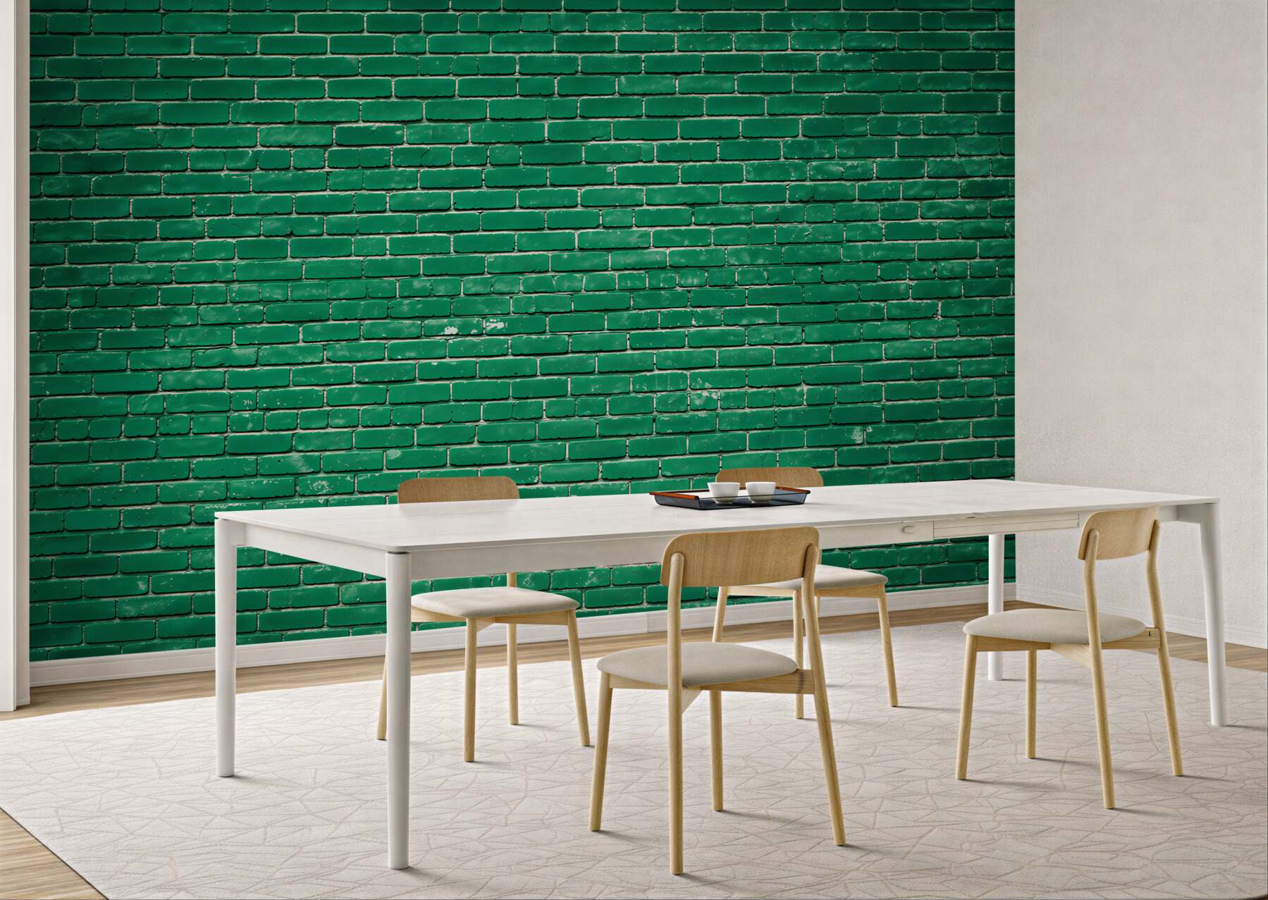 Papier peint mur en briques turquoise