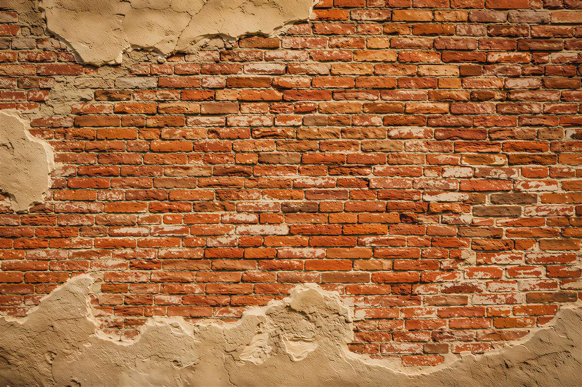 Papier peint mur en briques fortement effondré