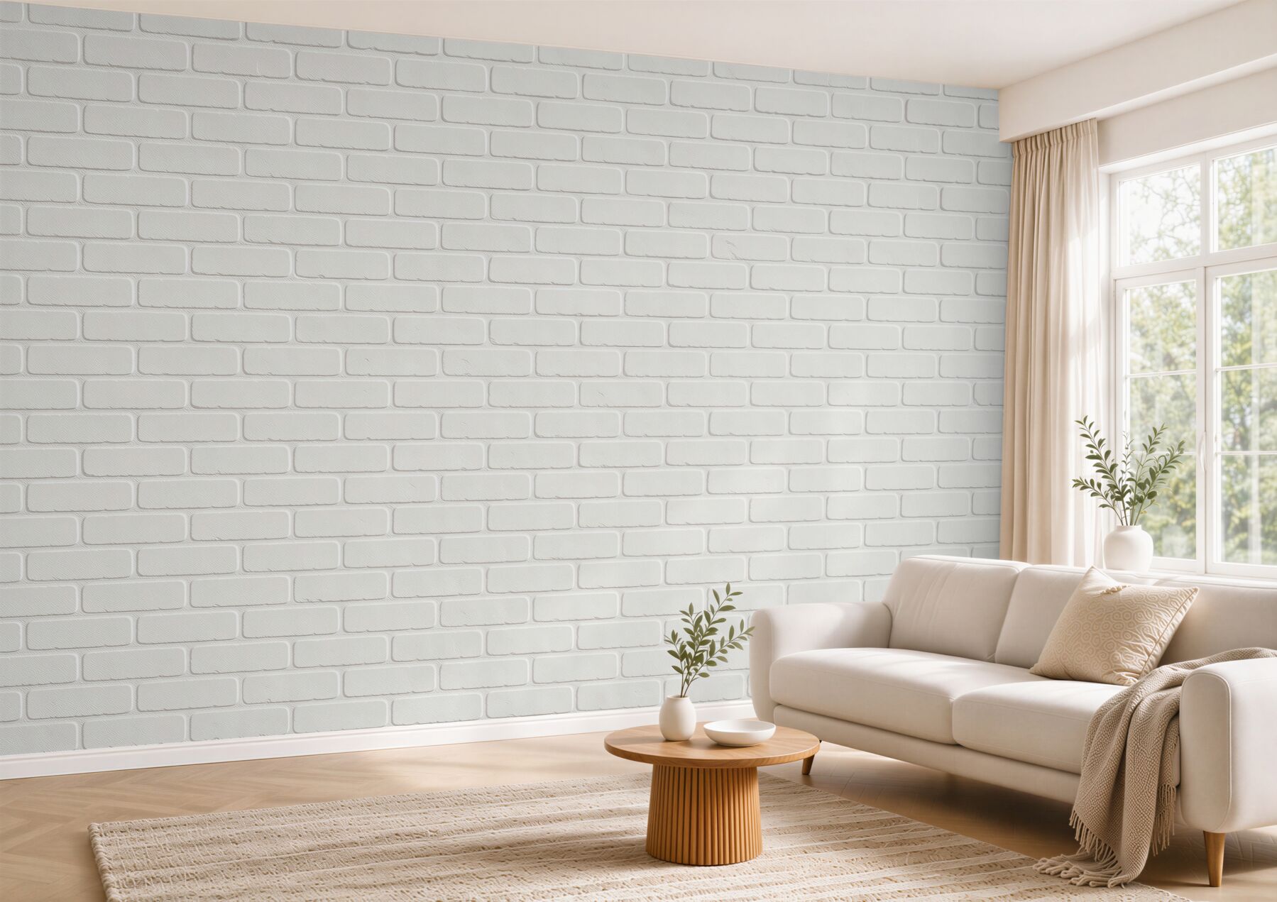 Papier peint mur blanc en briques