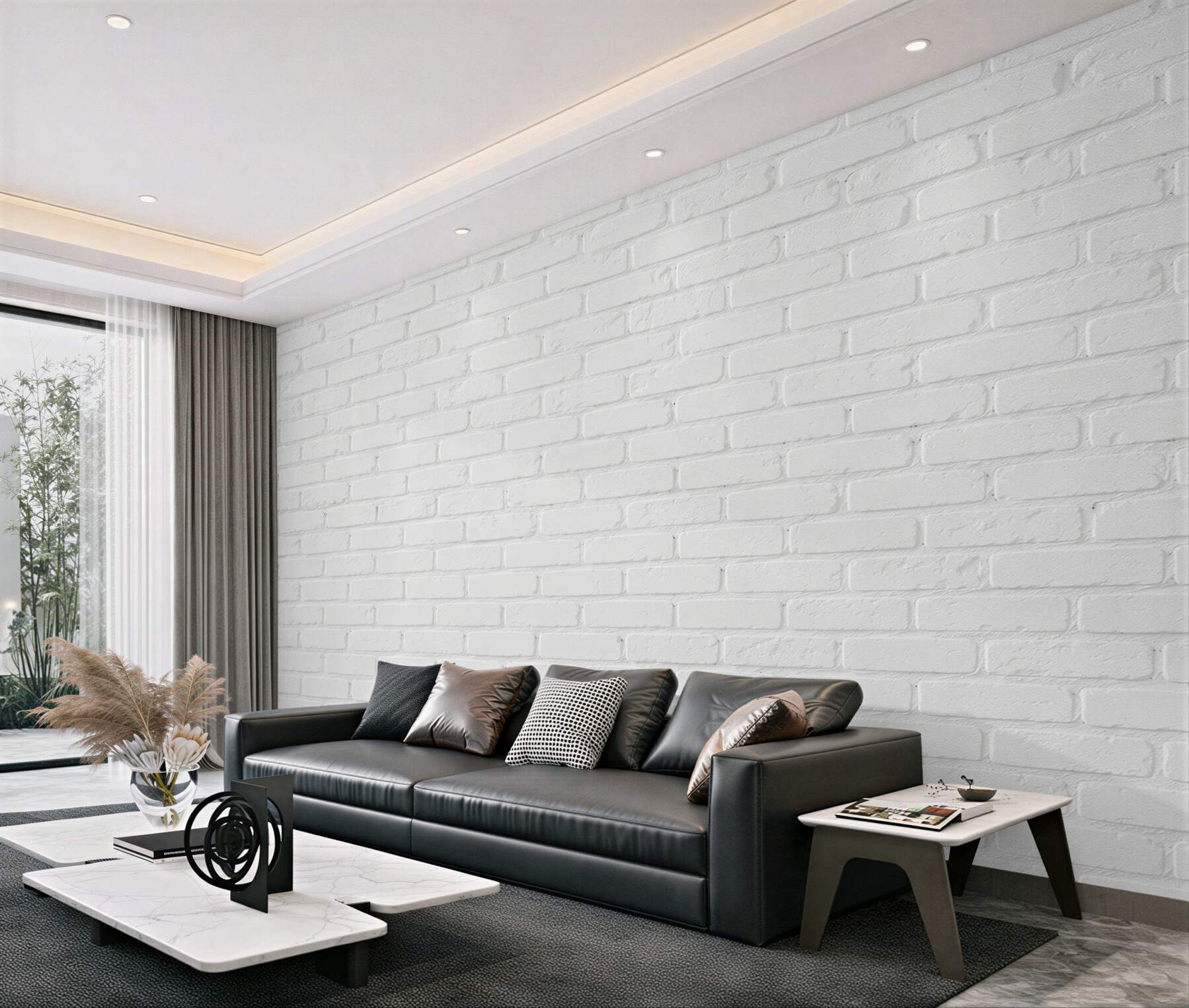 Papier peint mur blanc en briques