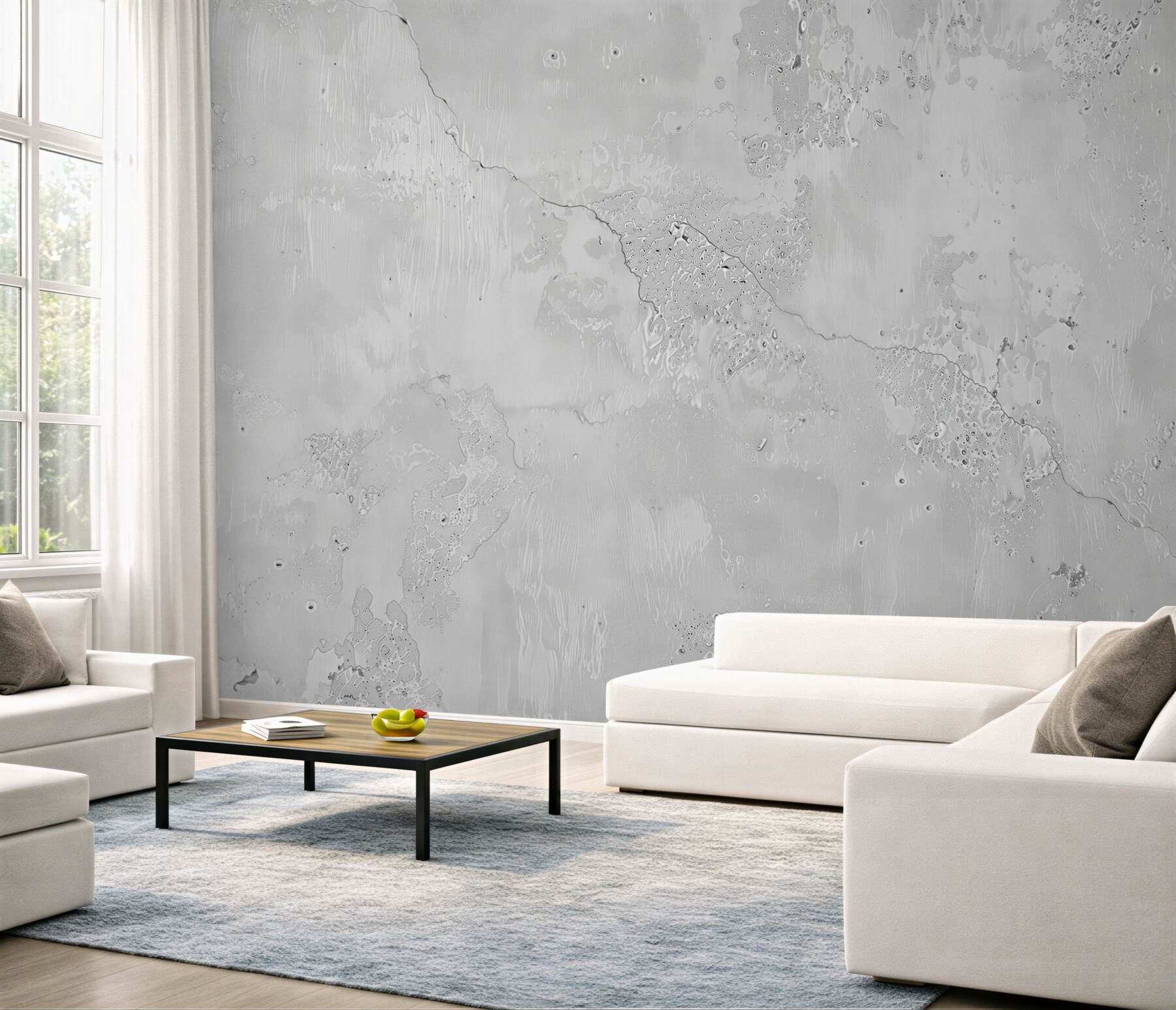 Papier peint ciment gris rayé