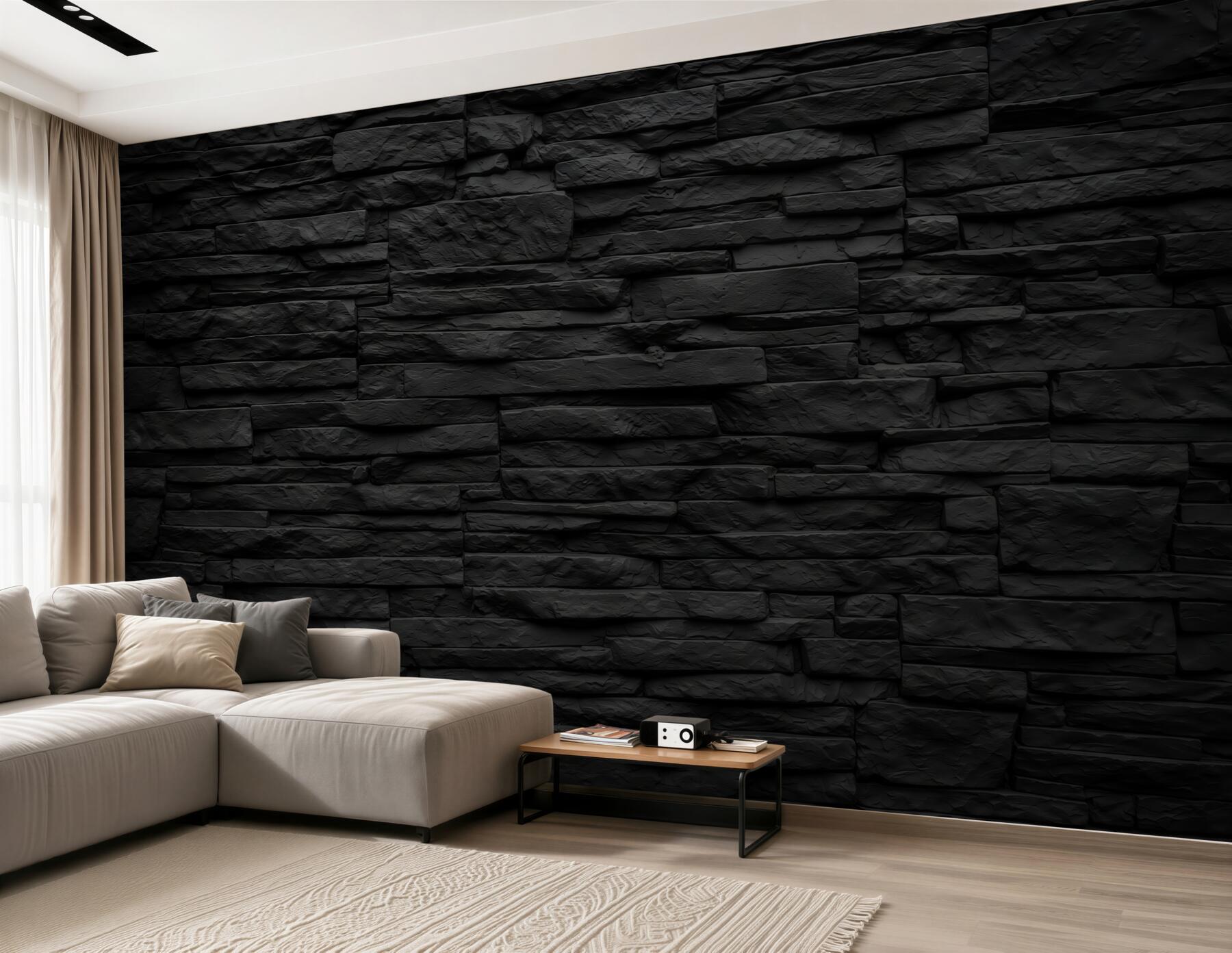 Papier peint mur en pierre noire