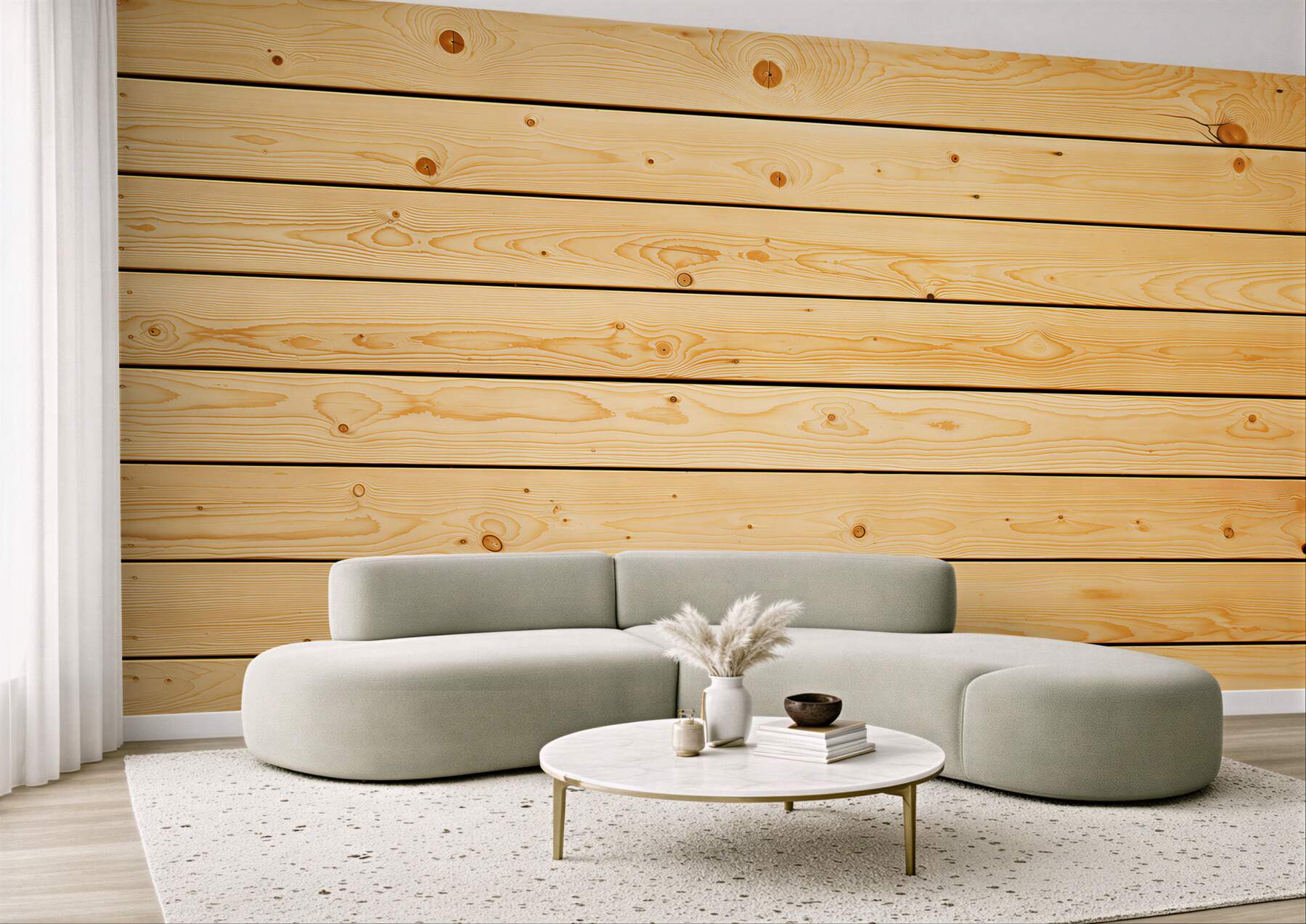 Papier peint bâtonnets en bois brun clair