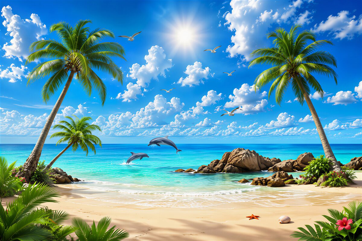 Papier peint mer plage tropicale nature
