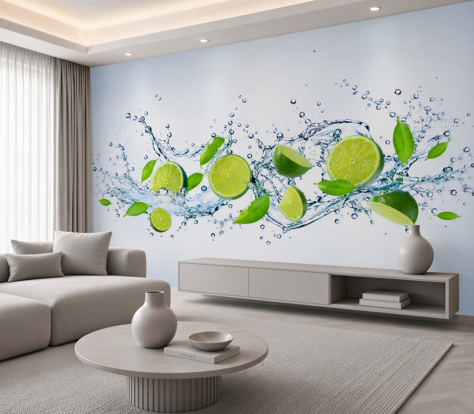 Papier peint citrons dans l'eau