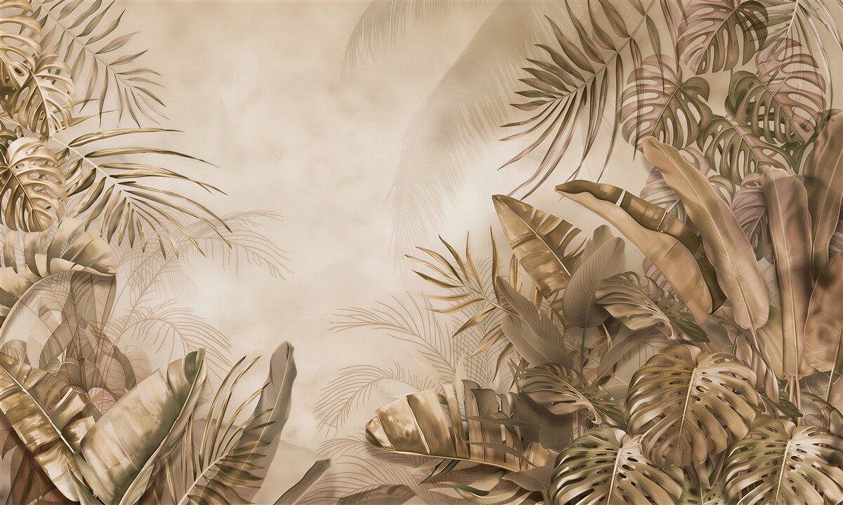 Papier peint palmier et monstera dans la jungle