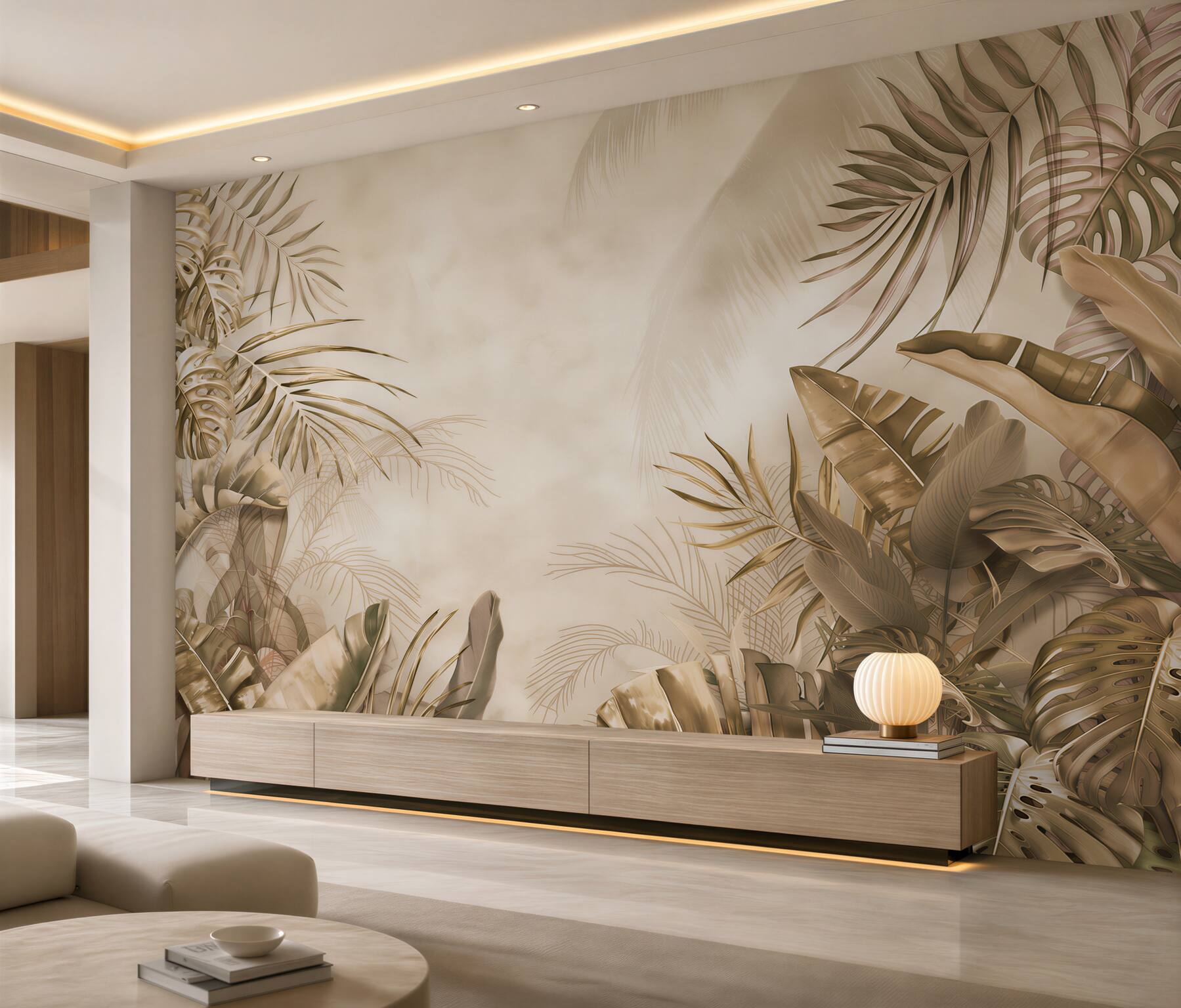 Papier peint palmier et monstera dans la jungle