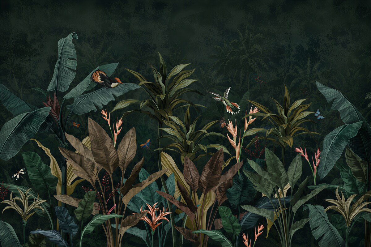 Papier peint nuit dans la jungle tropicale