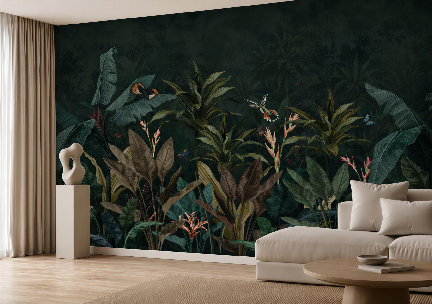 Papier peint nuit dans la jungle tropicale