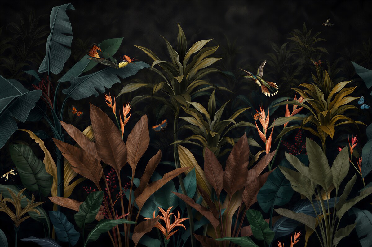 Papier peint végétation nocturne de la jungle