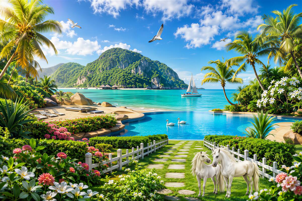 Papier peint paradis tropical