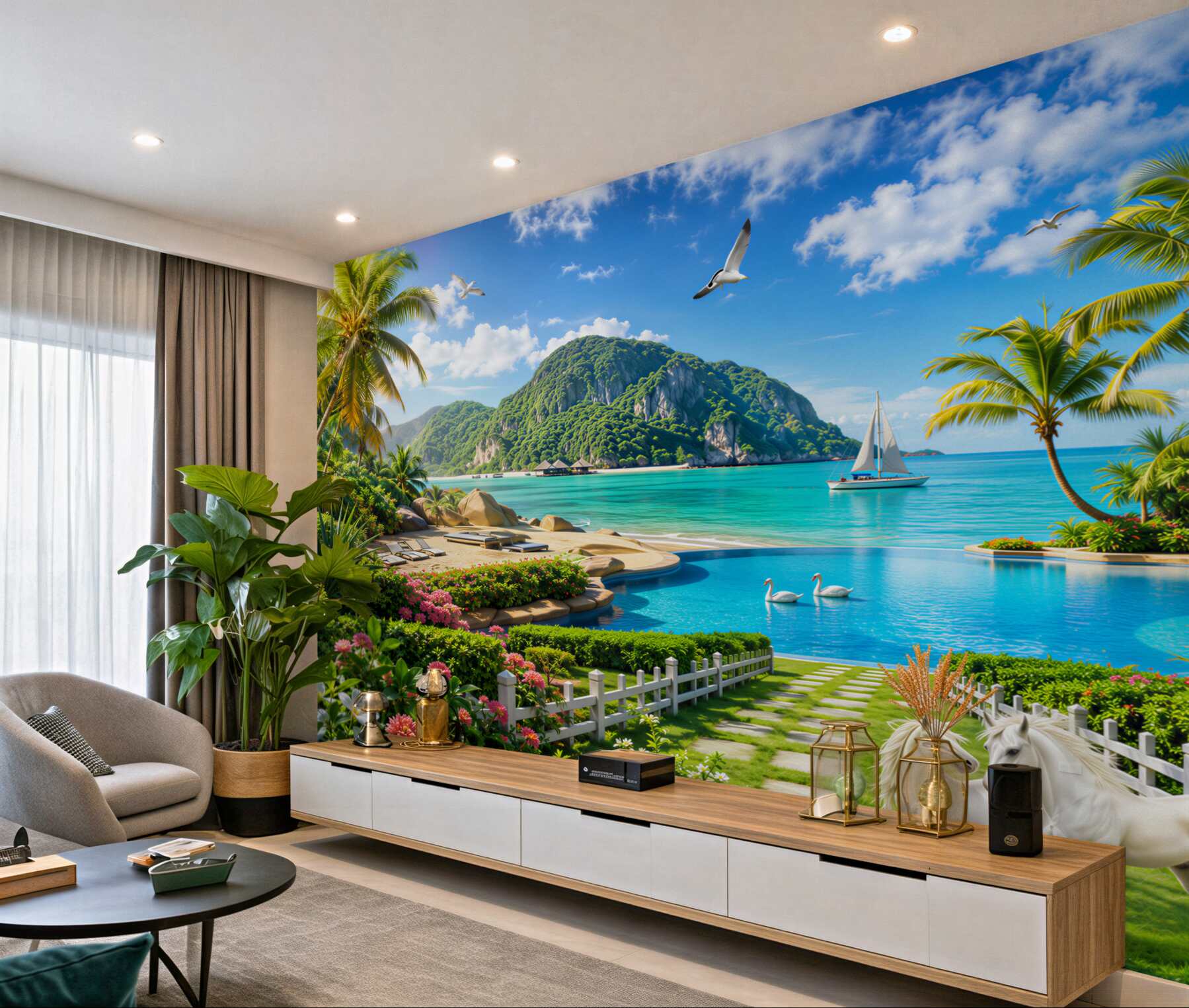Papier peint paradis tropical