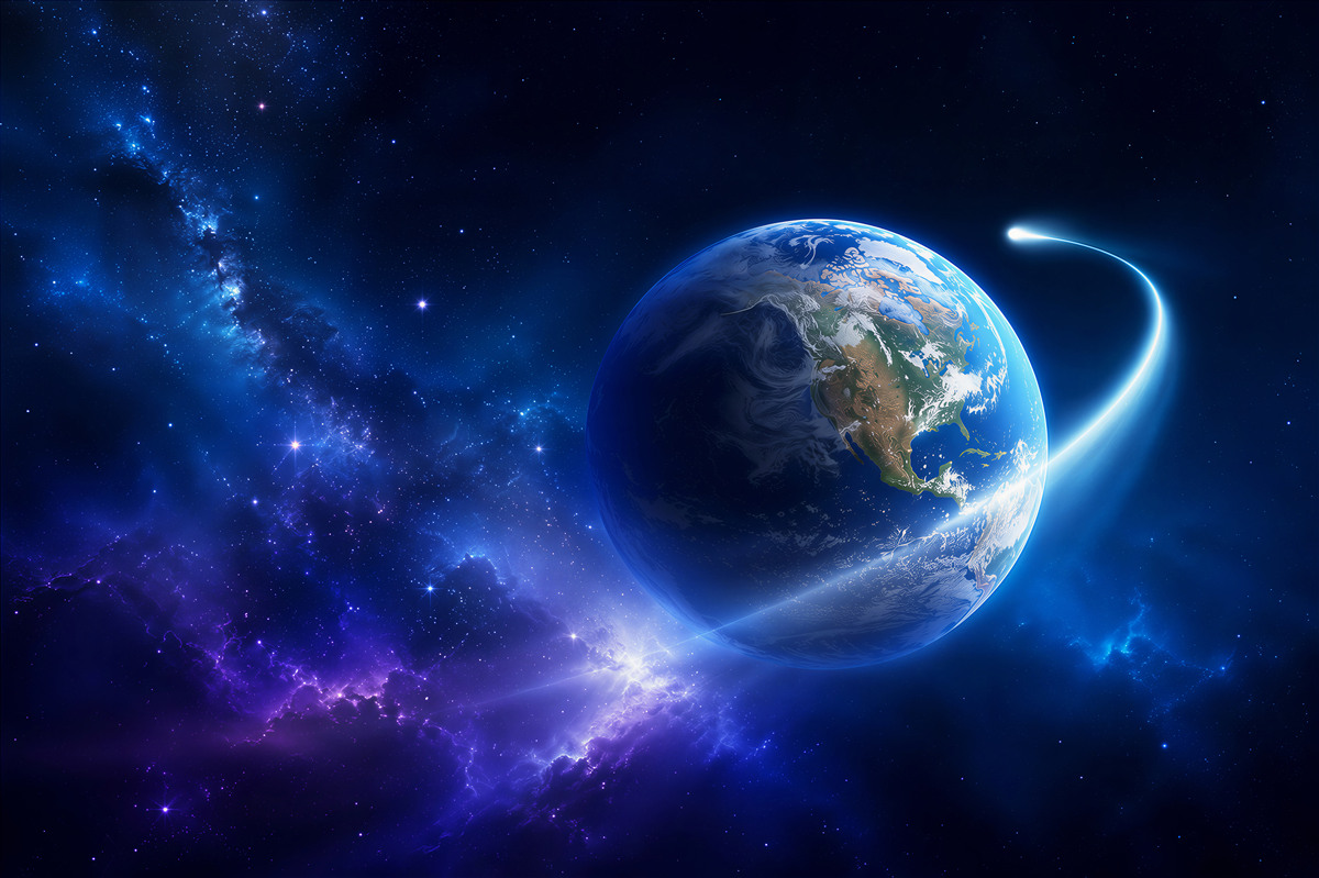 Papier peint planète Terre dans l'espace infini
