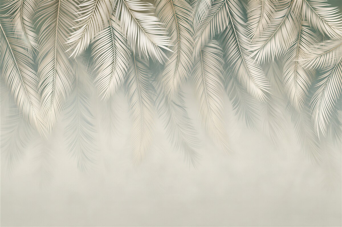 Papier peint vers le bas des feuilles plumeuses