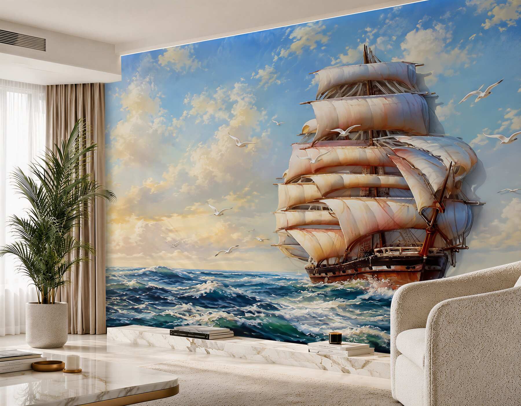 Papier peint magnifique voilier pendant une tempête