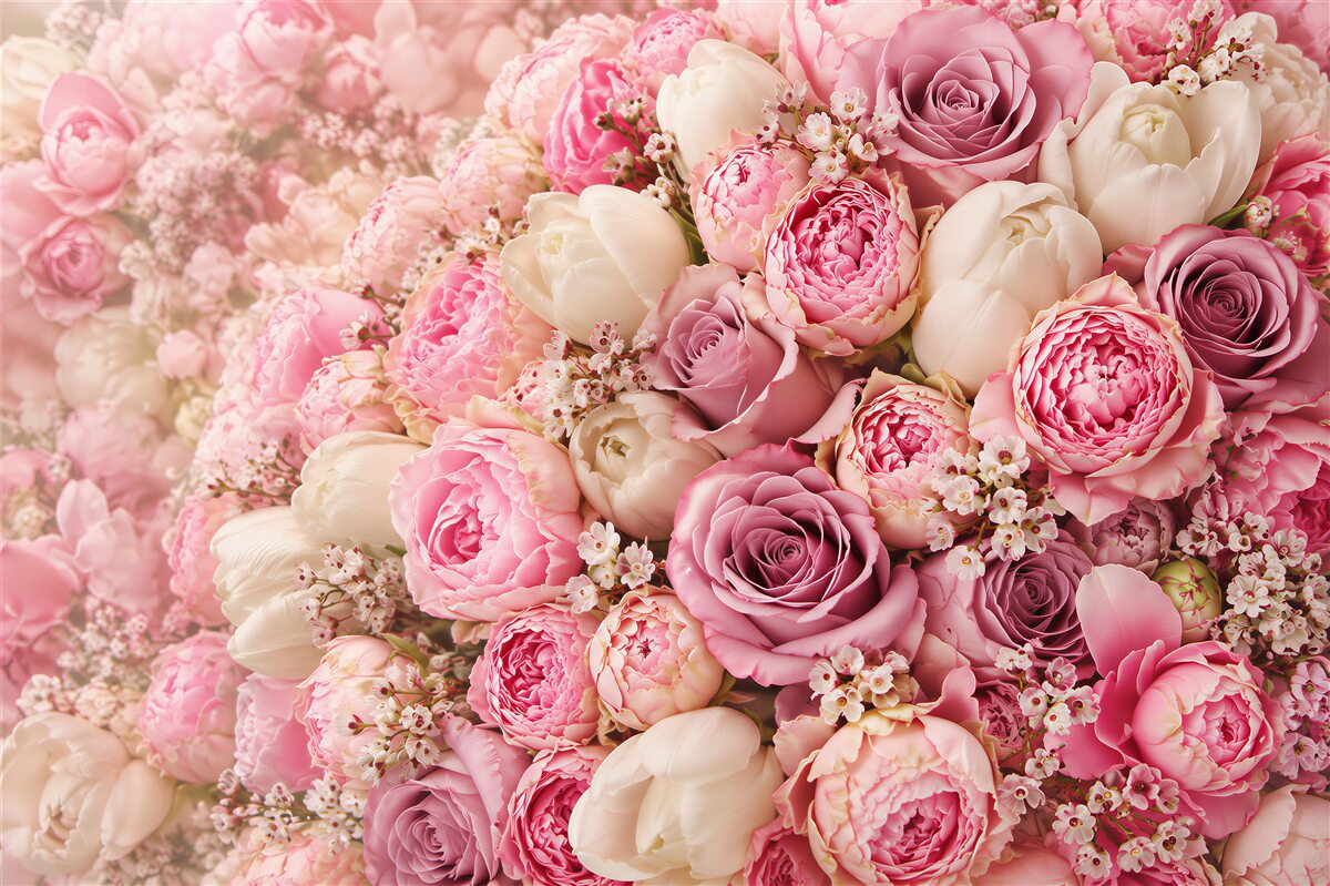 Papier peint magnifique bouquet de fleurs variées