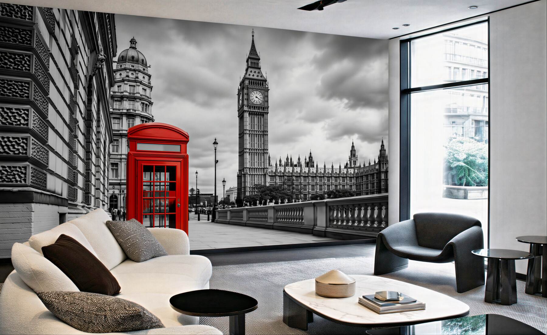 Papier peint cabine téléphonique rouge avec Big Ben en arrière-plan