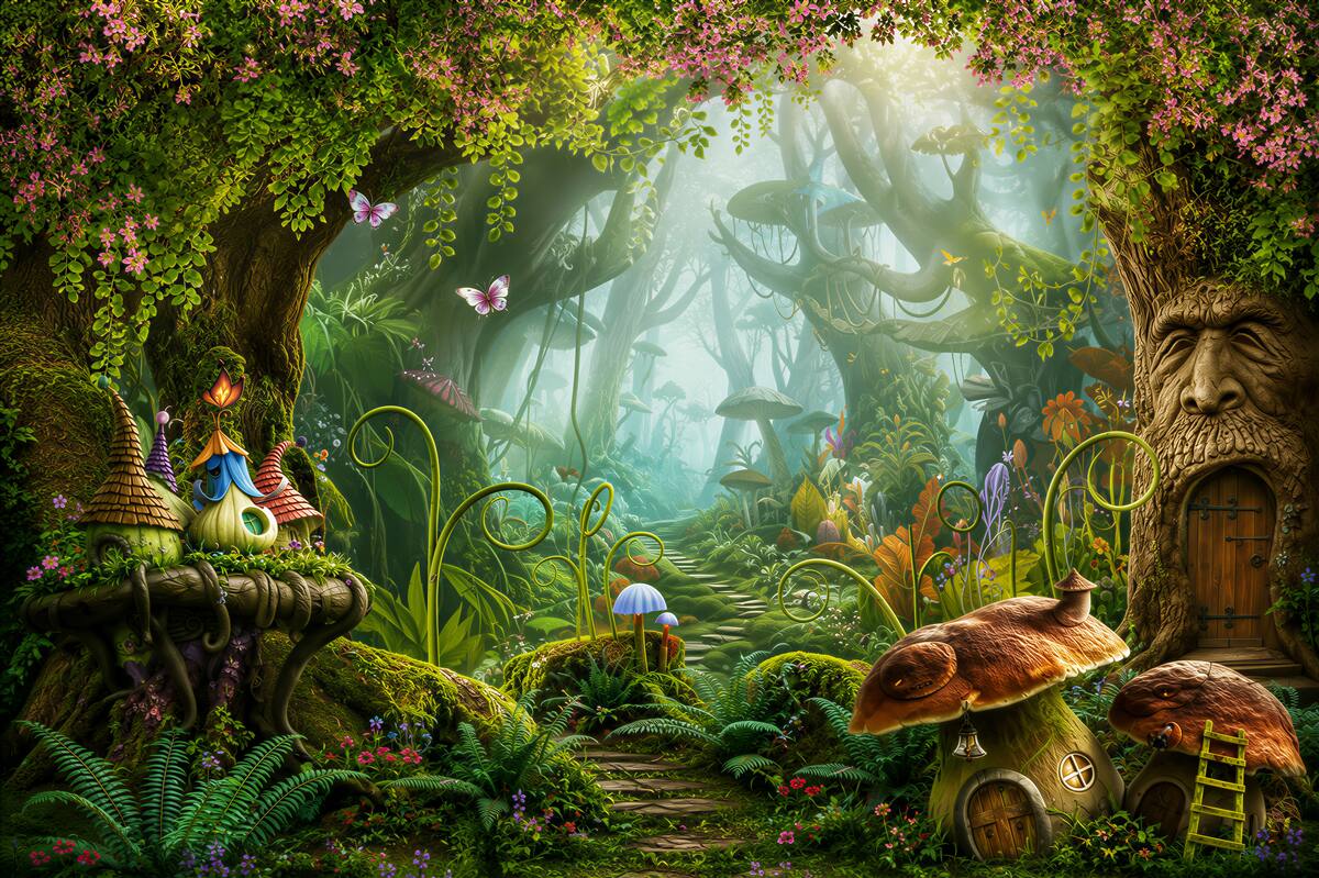 Papier peint belle forêt féerique