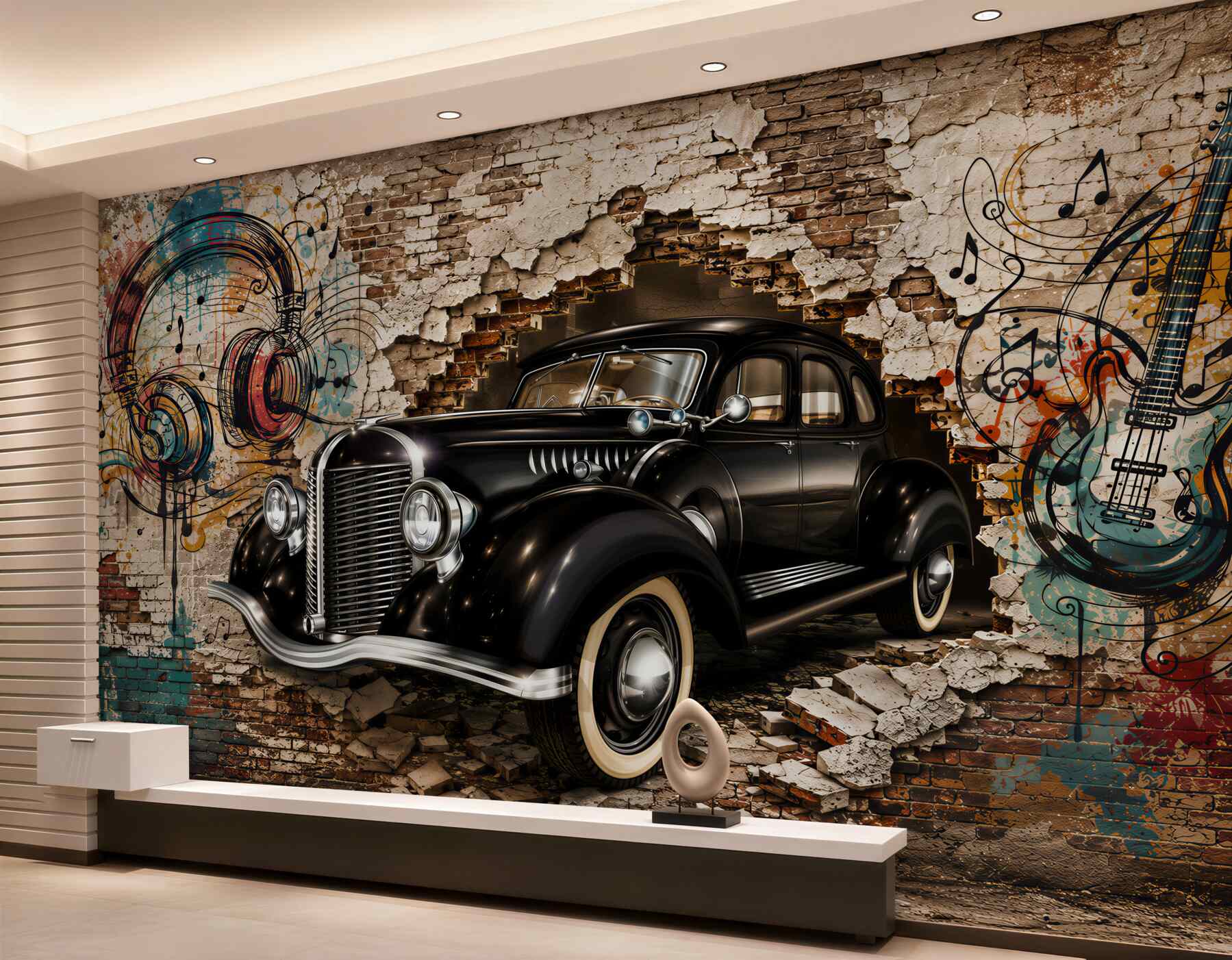 Papier peint vieille voiture noire