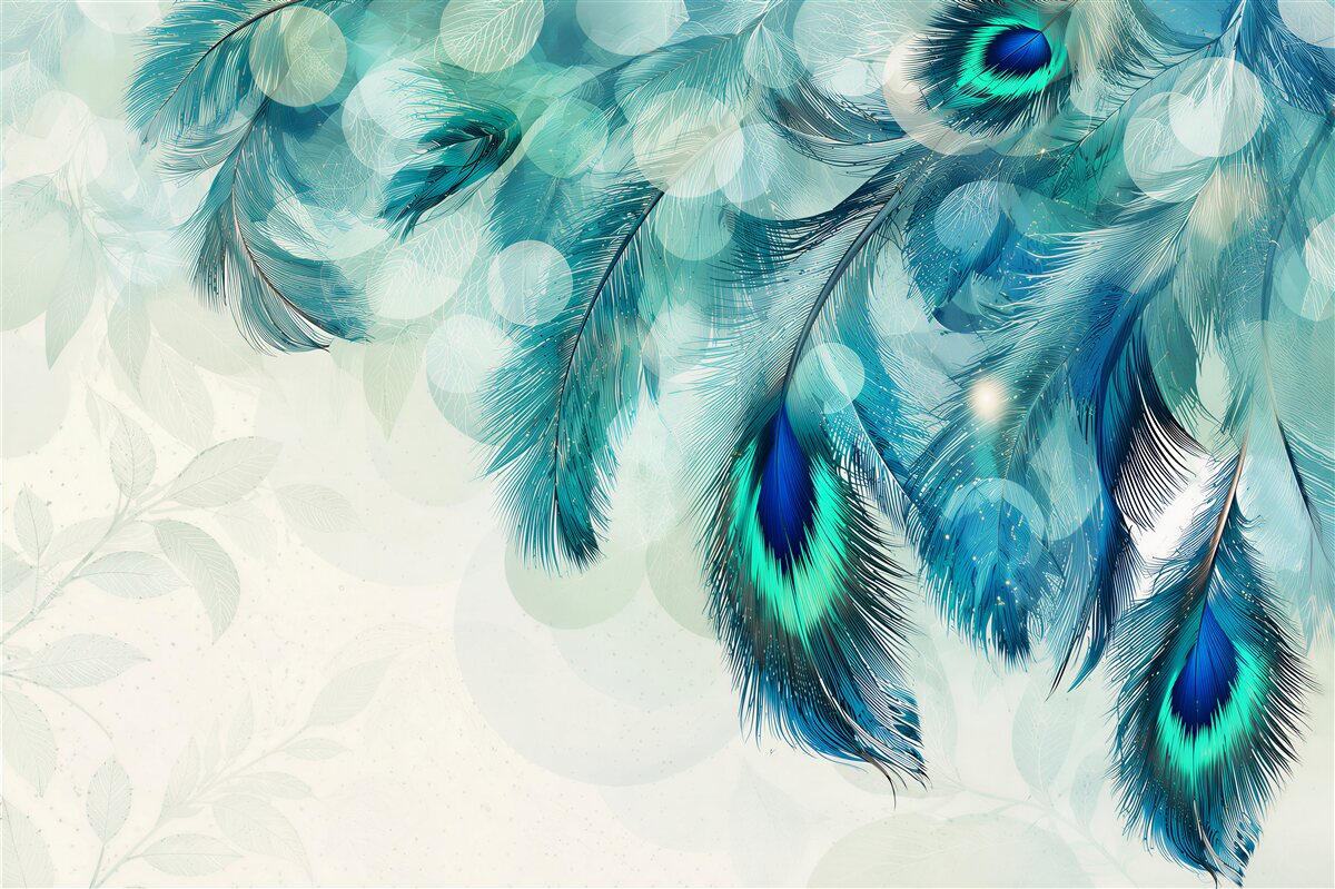 Papier peint turquoise léger avec prune