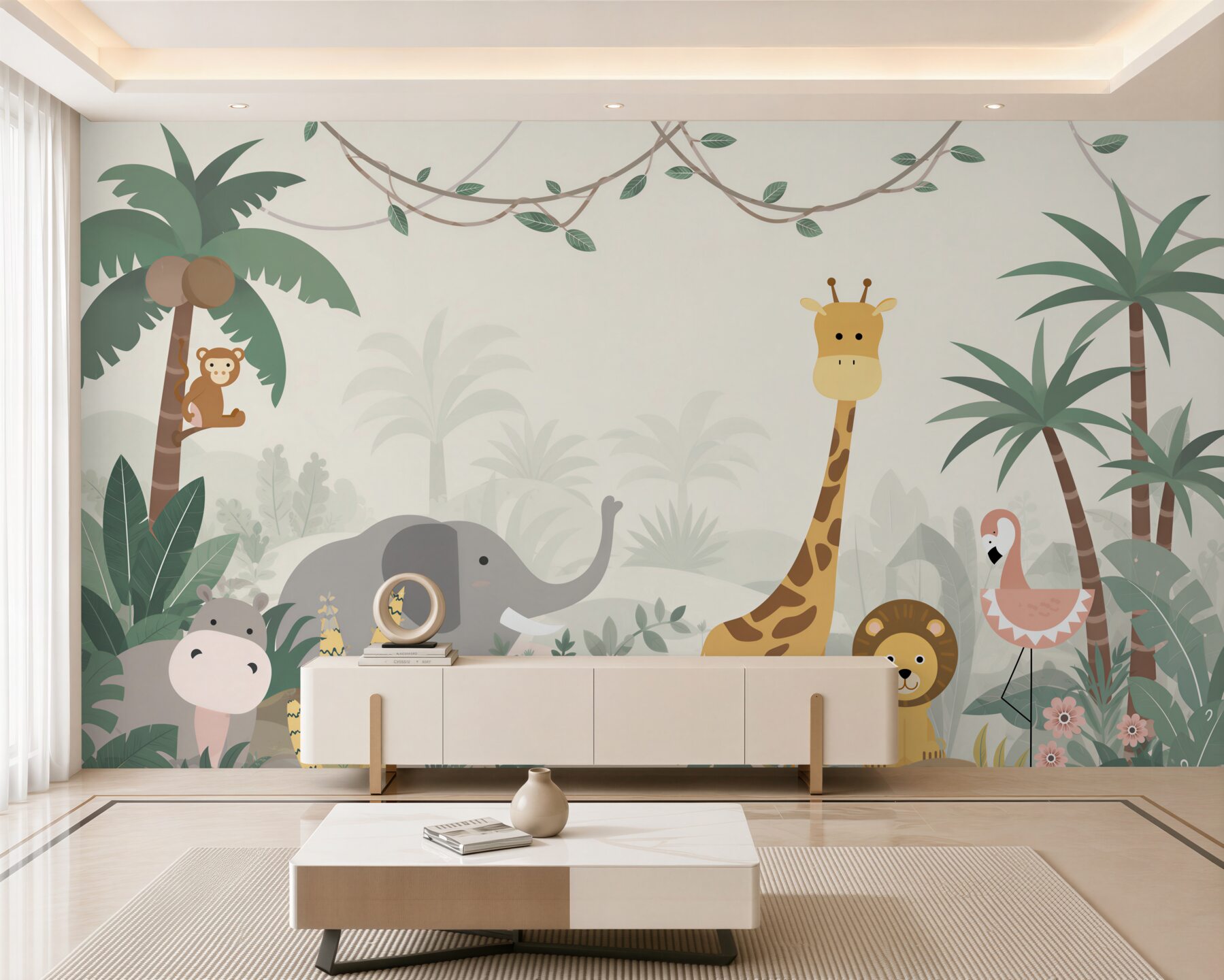 Papier peint groupe d'animaux de la jungle