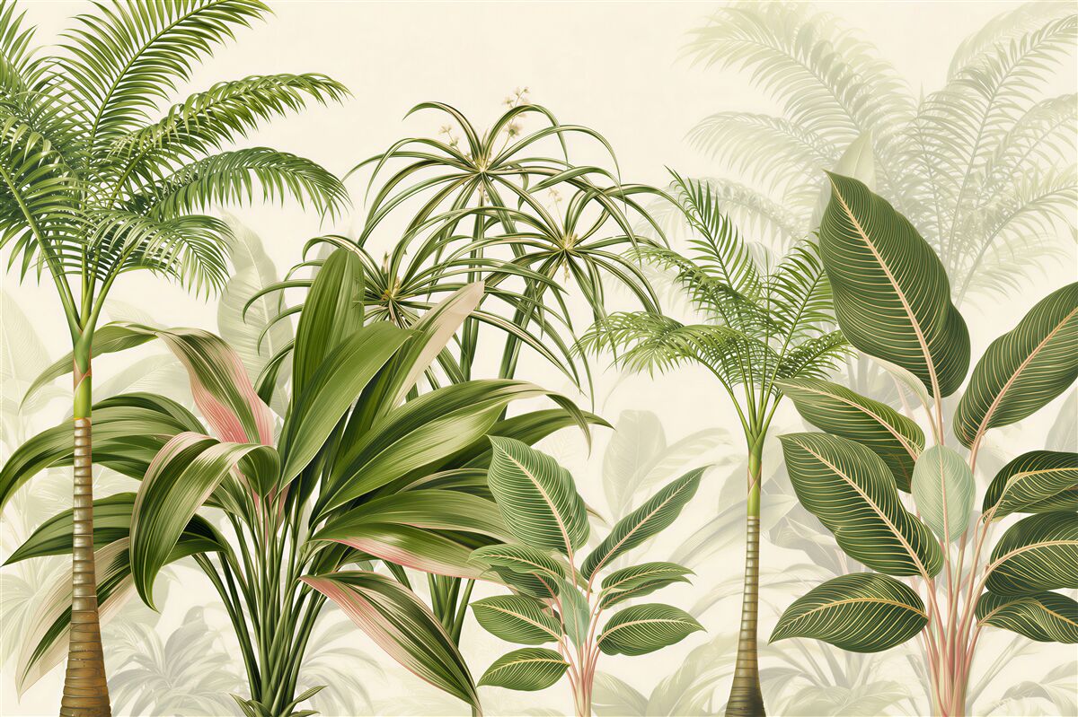 Papier peint palmiers et autres arbres tropicaux