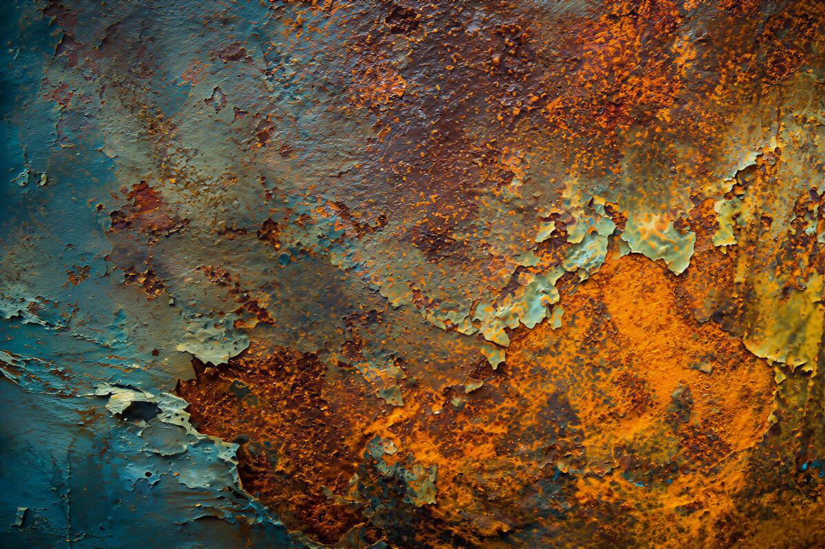 Papier peint mur métallique rouillé