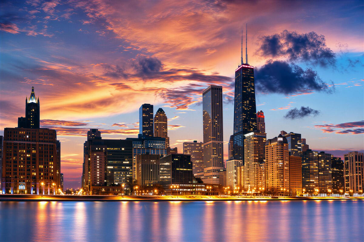 Papier peint coucher de soleil sur Chicago, Illinois