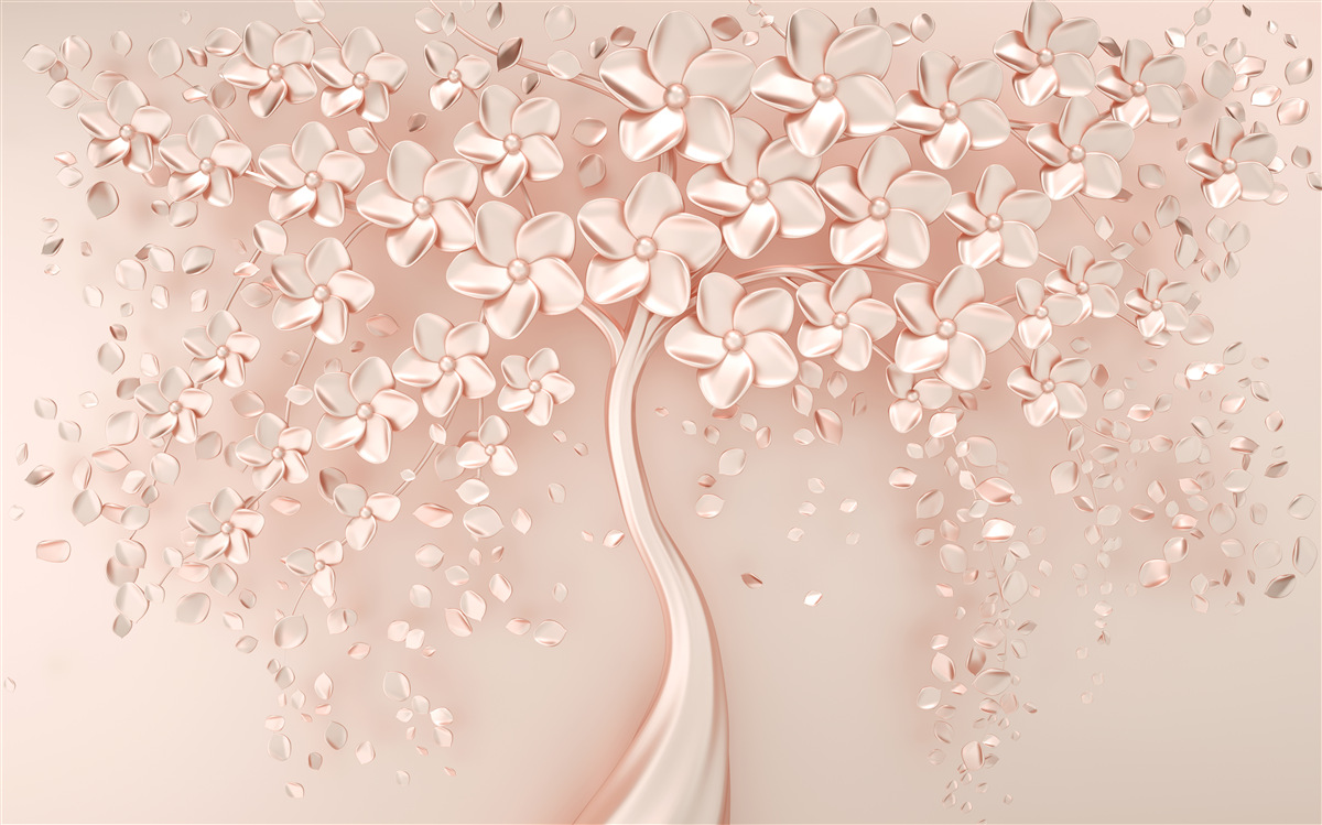Papier peint arbre avec des fleurs en fleurs