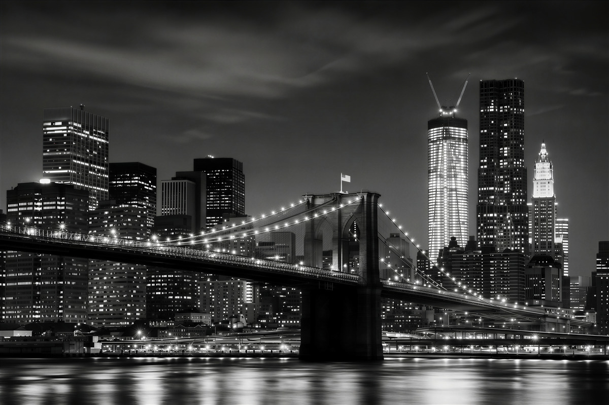 Papier peint Pont de Brooklyn en noir et blanc