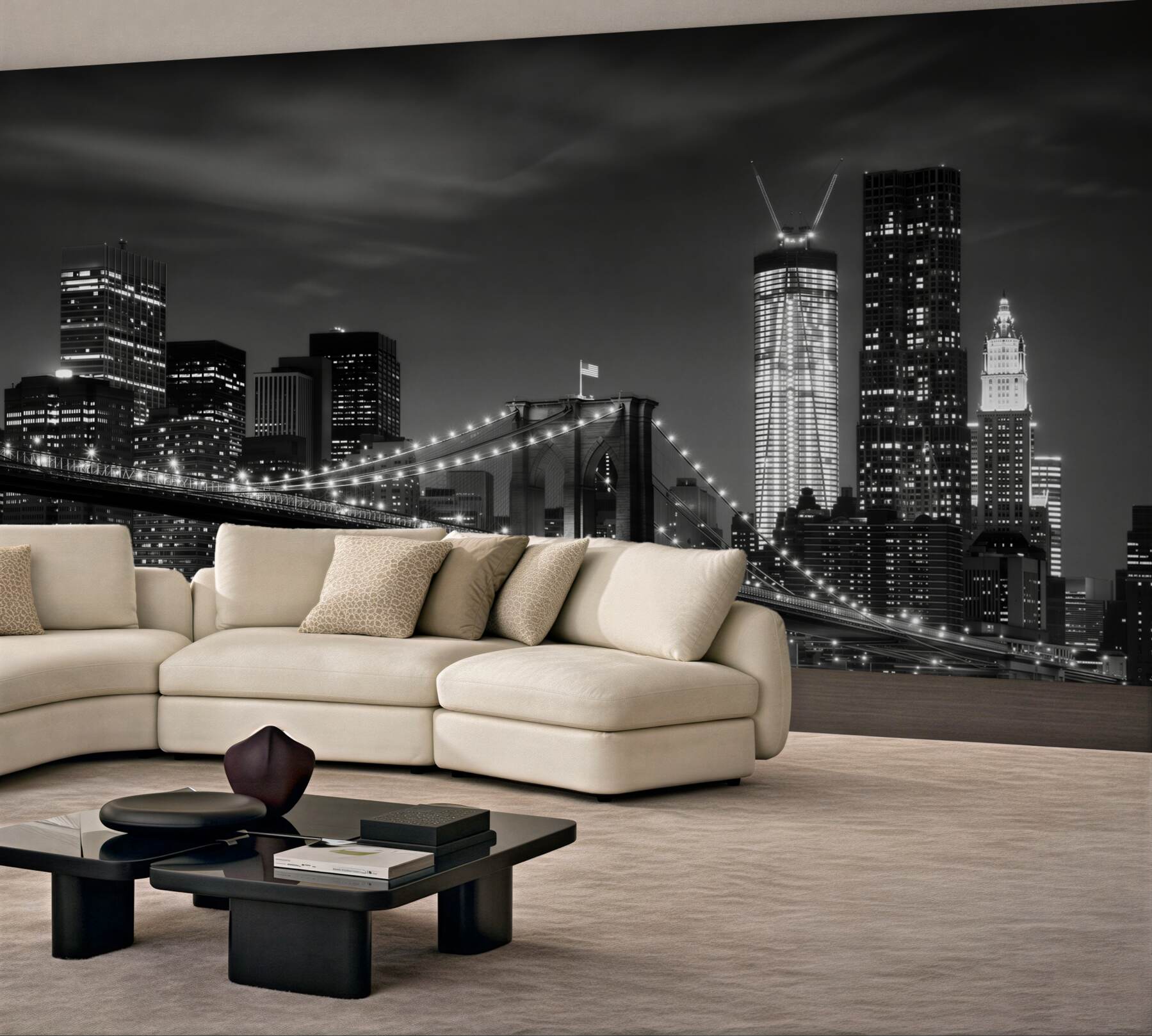 Papier peint Pont de Brooklyn en noir et blanc