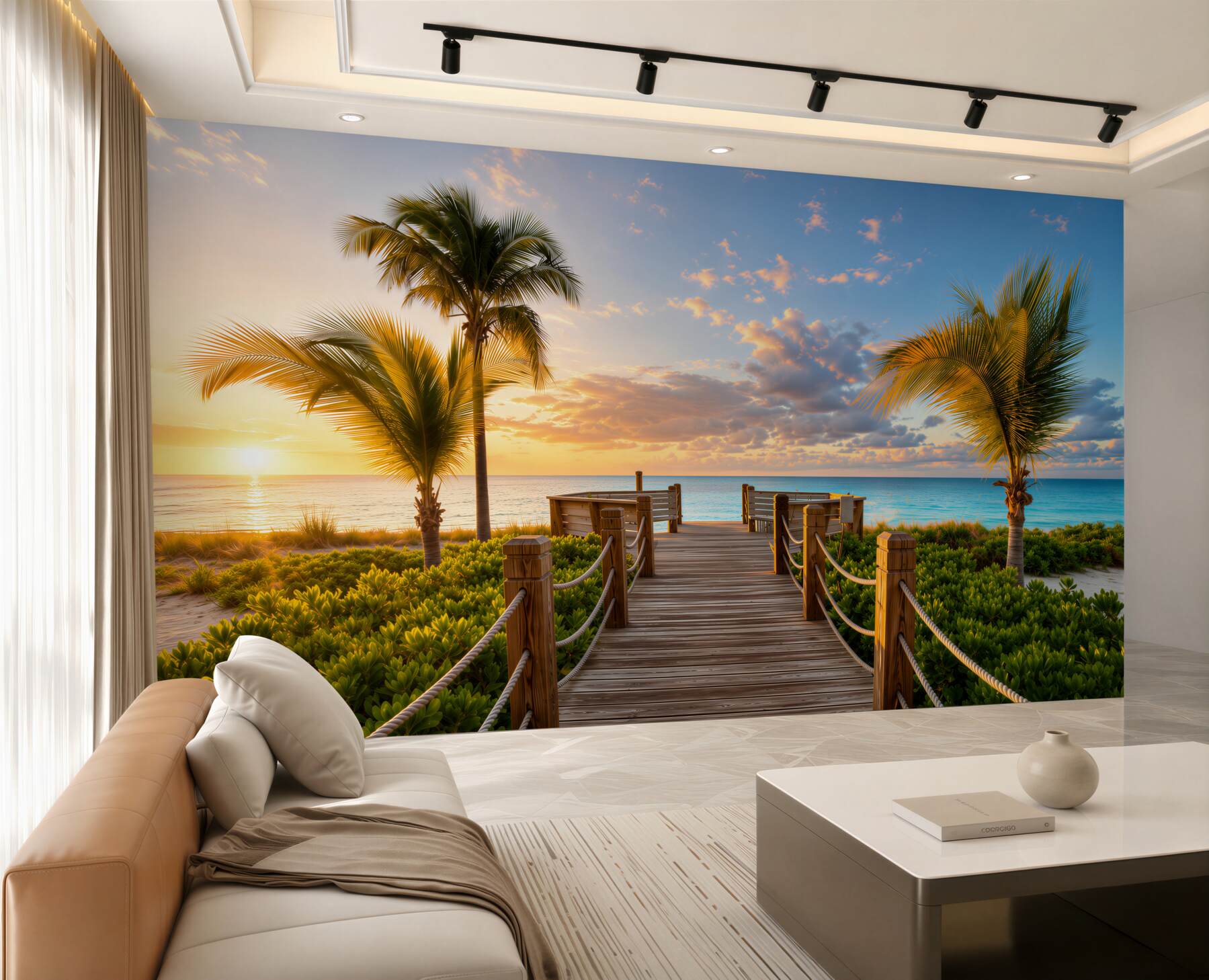 Papier peint route vers la plage tropicale