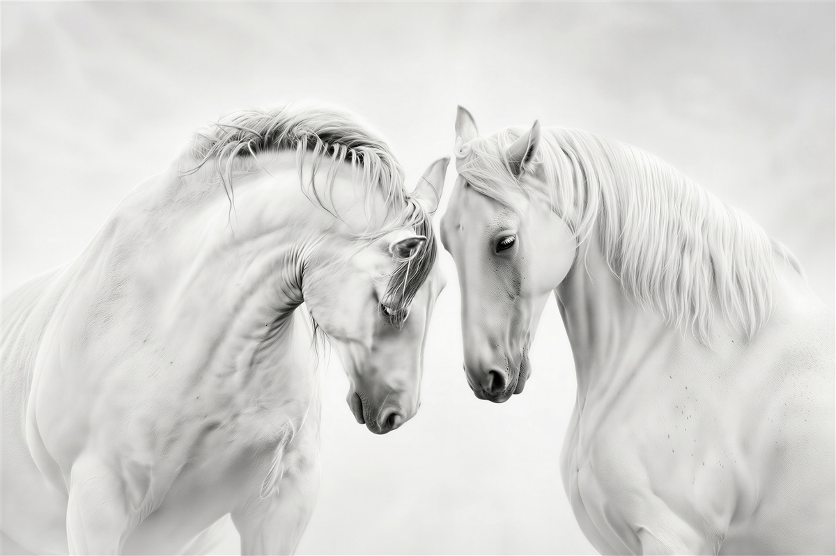 Papier peint chevaux blancs communiquant