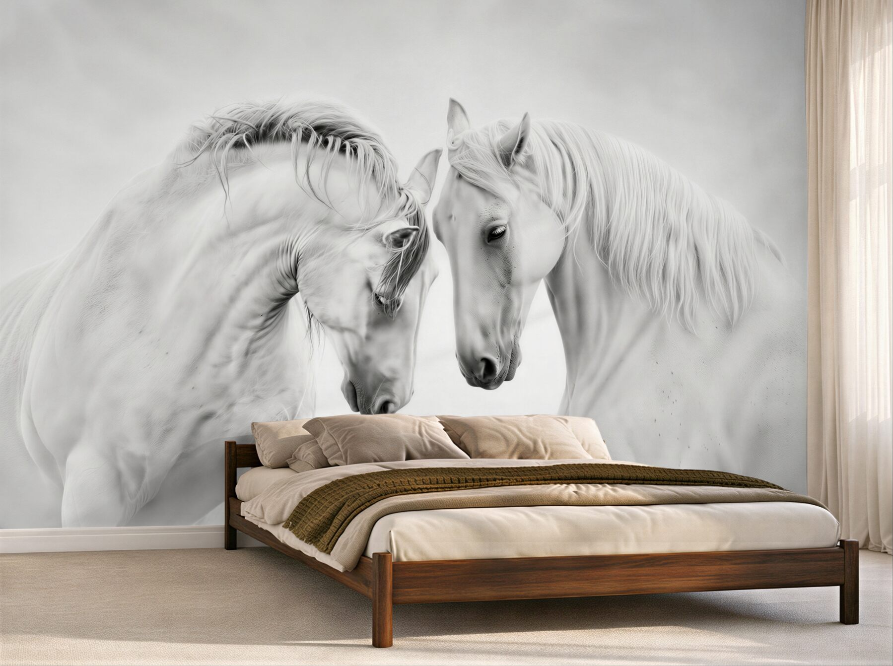 Papier peint chevaux blancs communiquant