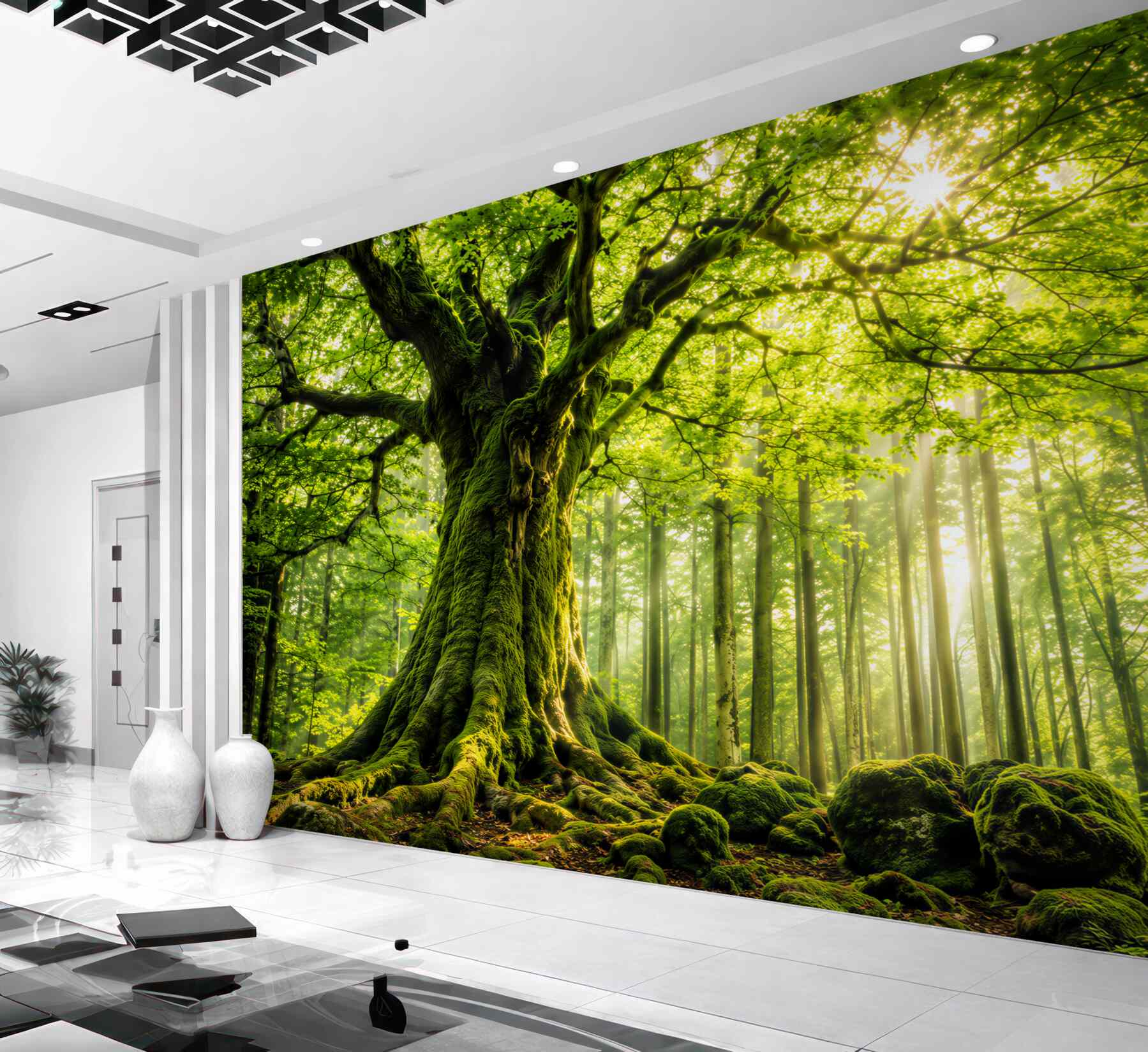 Papier peint puissant arbre de vie rencontre l'aube