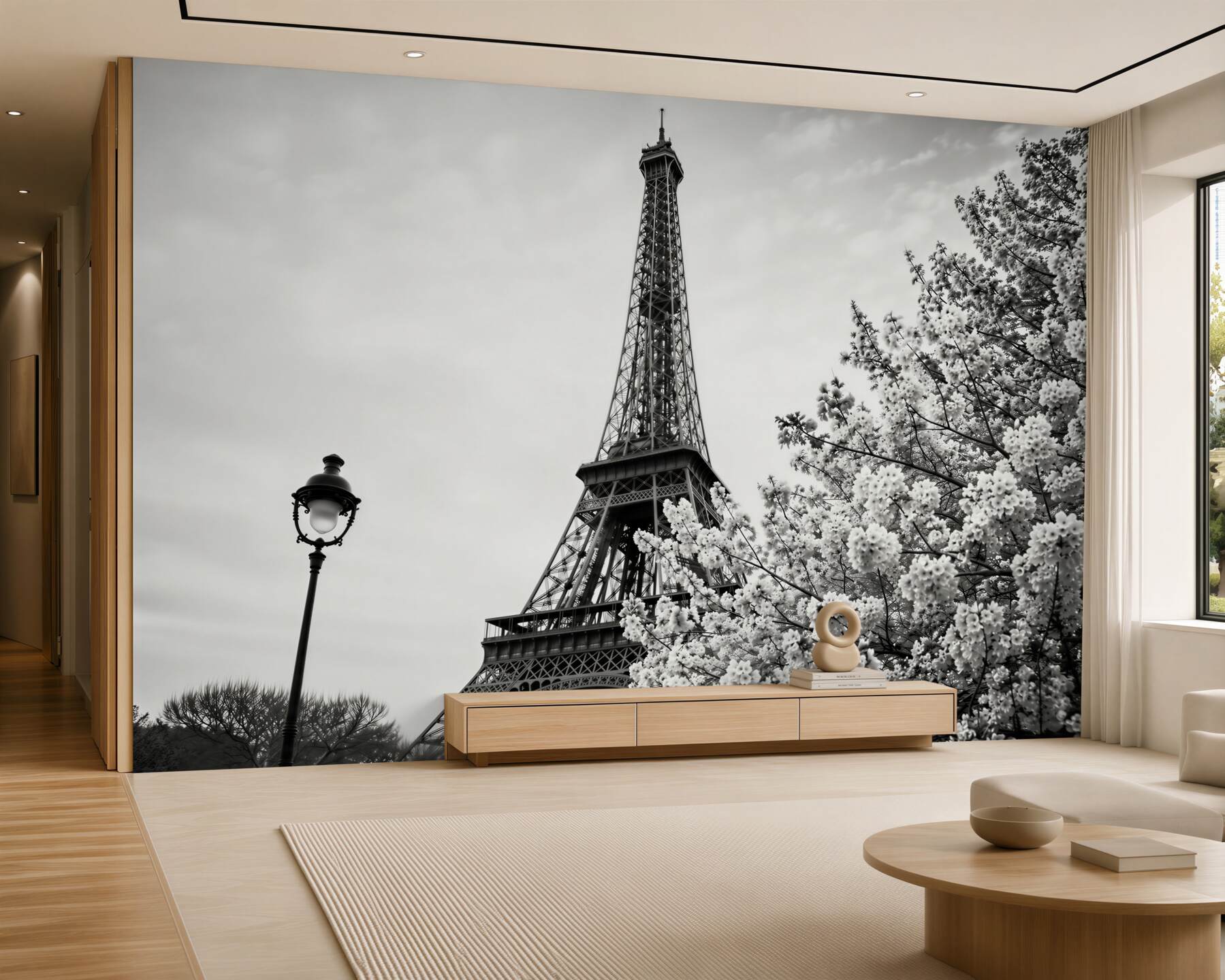 Papier peint Tour Eiffel noir et blanc