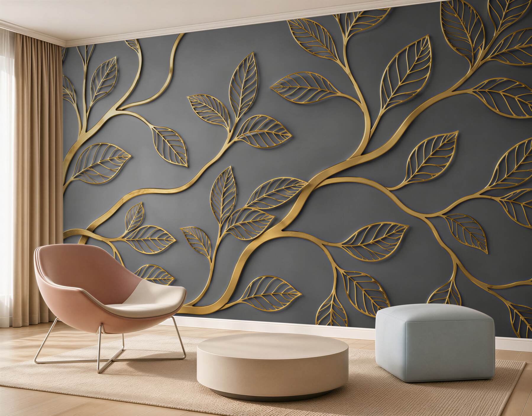 Papier peint texture brune de feuilles et branches