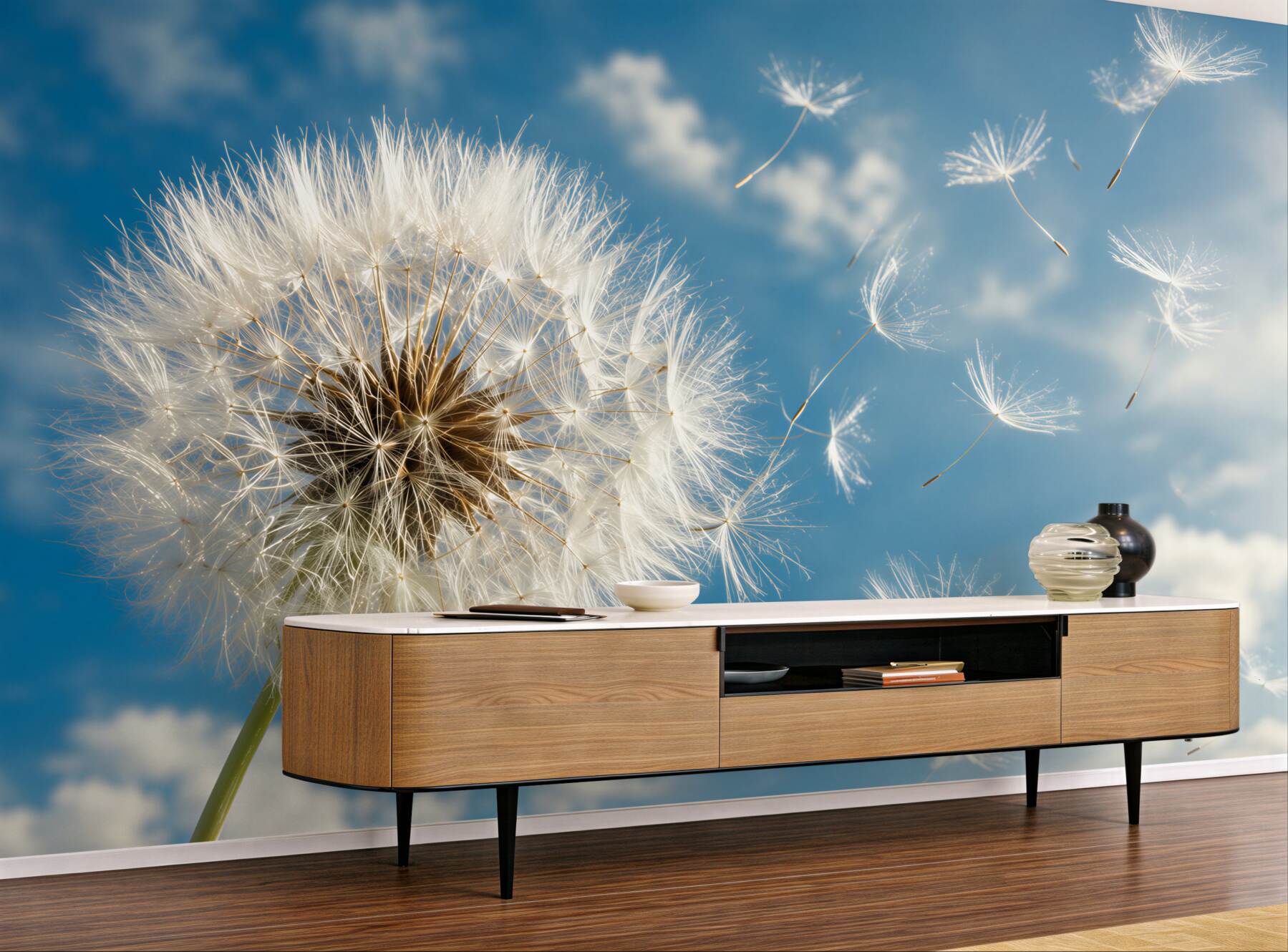 Papier peint pissenlit dans le vent