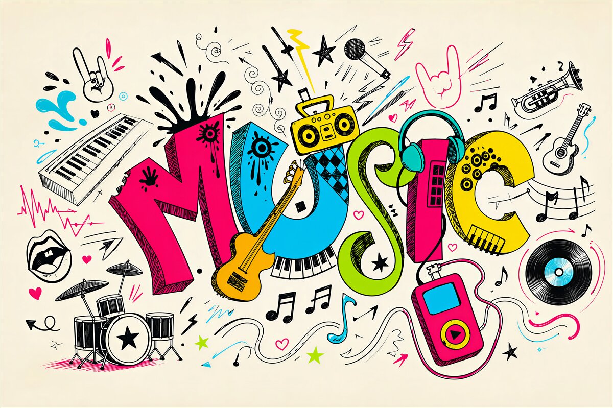 Papier peint styles musicaux sur graffiti