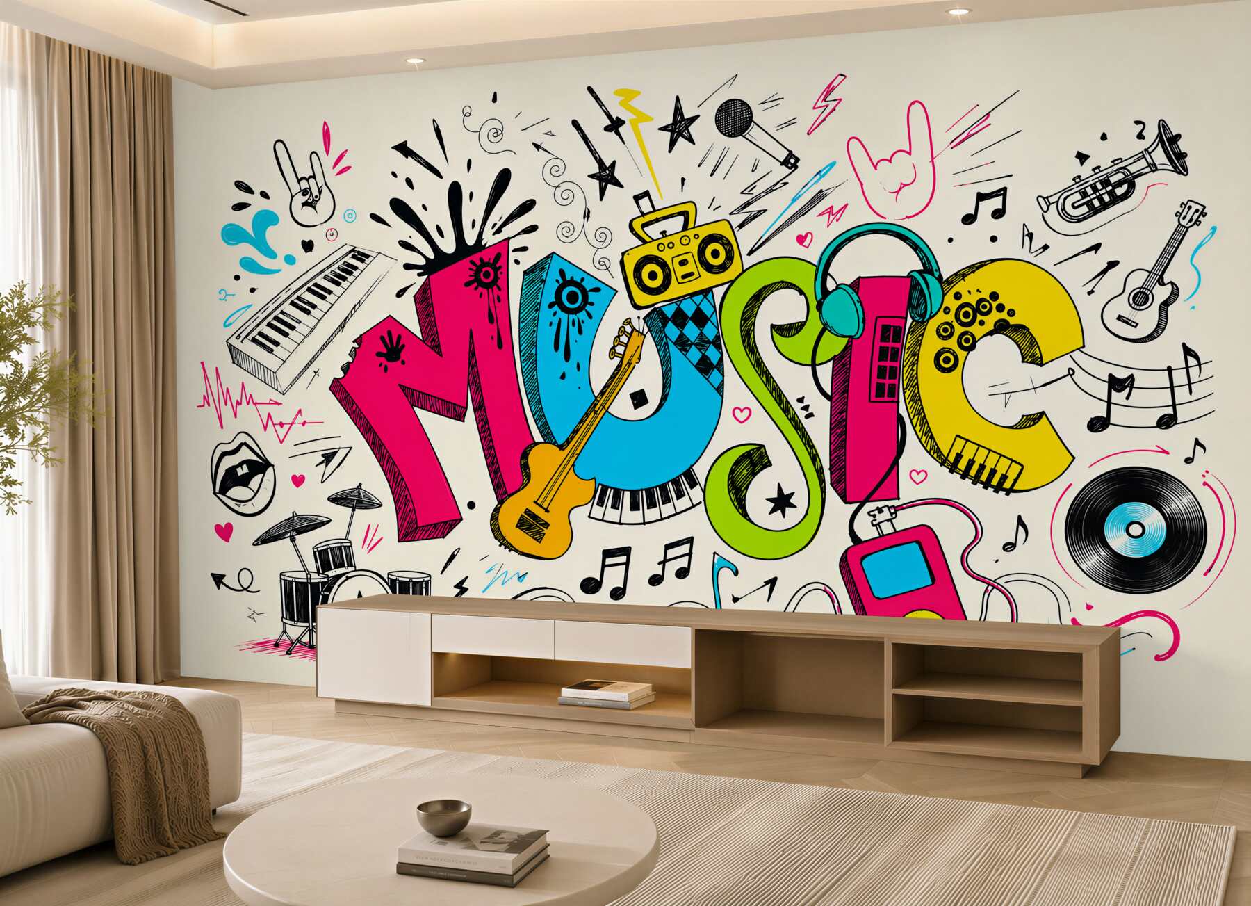 Papier peint styles musicaux sur graffiti