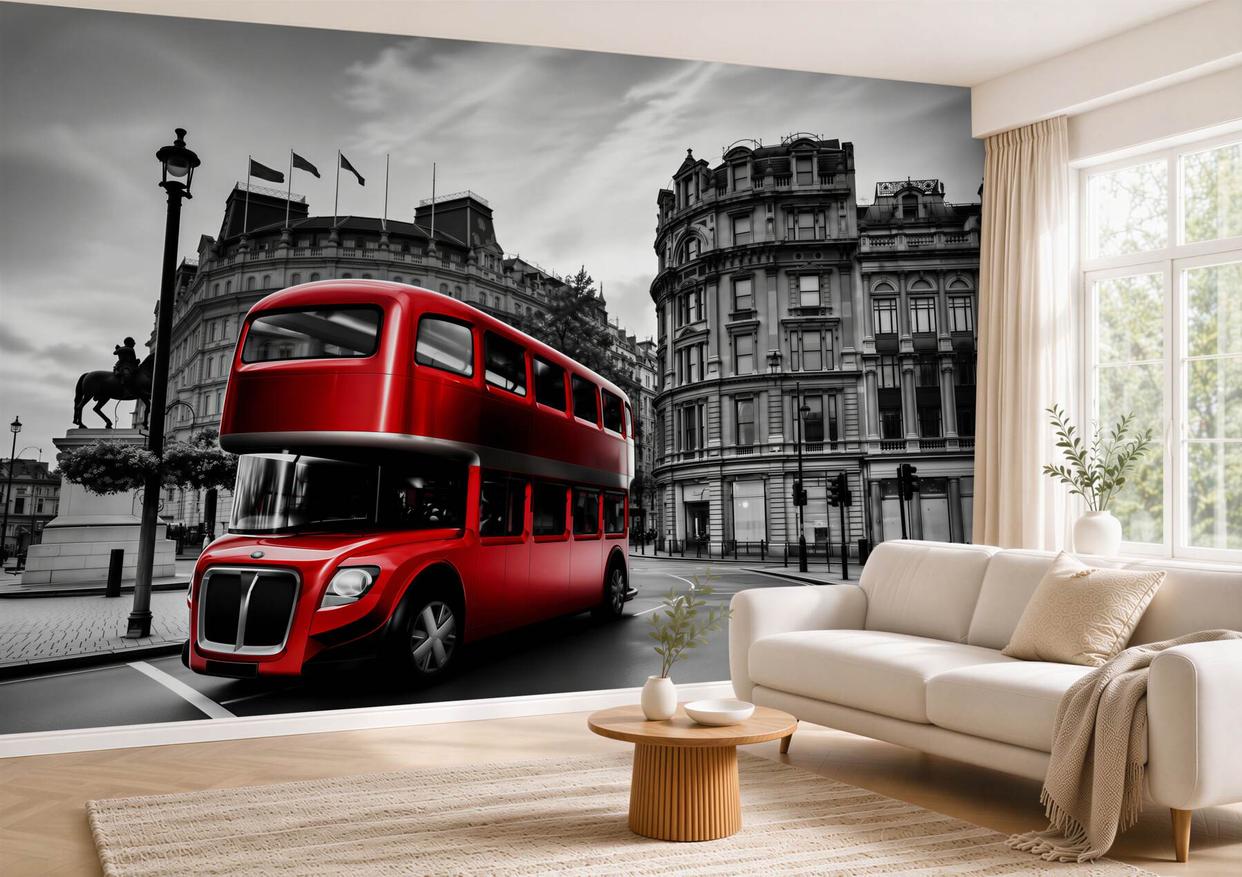 Papier peint bus londonien dans la rue de la ville