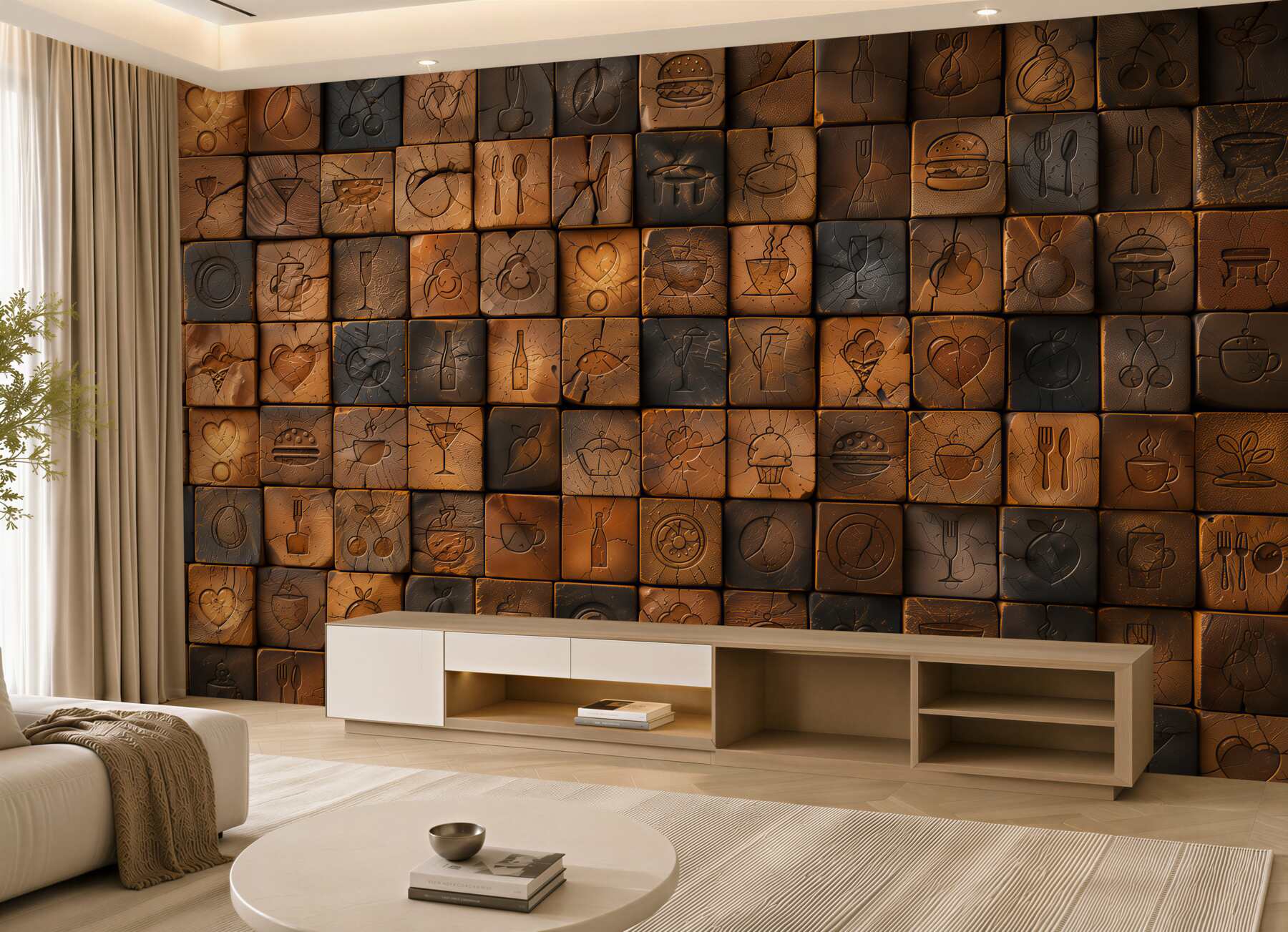 Papier peint panneau en blocs de bois