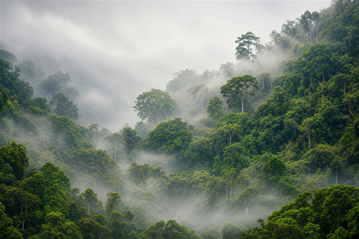 Papier peint brouillard dans les tropiques montagneux